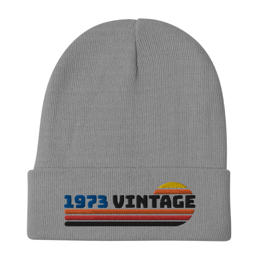 Retro Beanie - 1973 Vintage Typography Design Gray