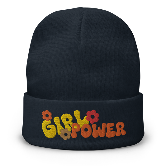 Retro Beanie - Girl Power Typography Design in Vibrant Colors Flat