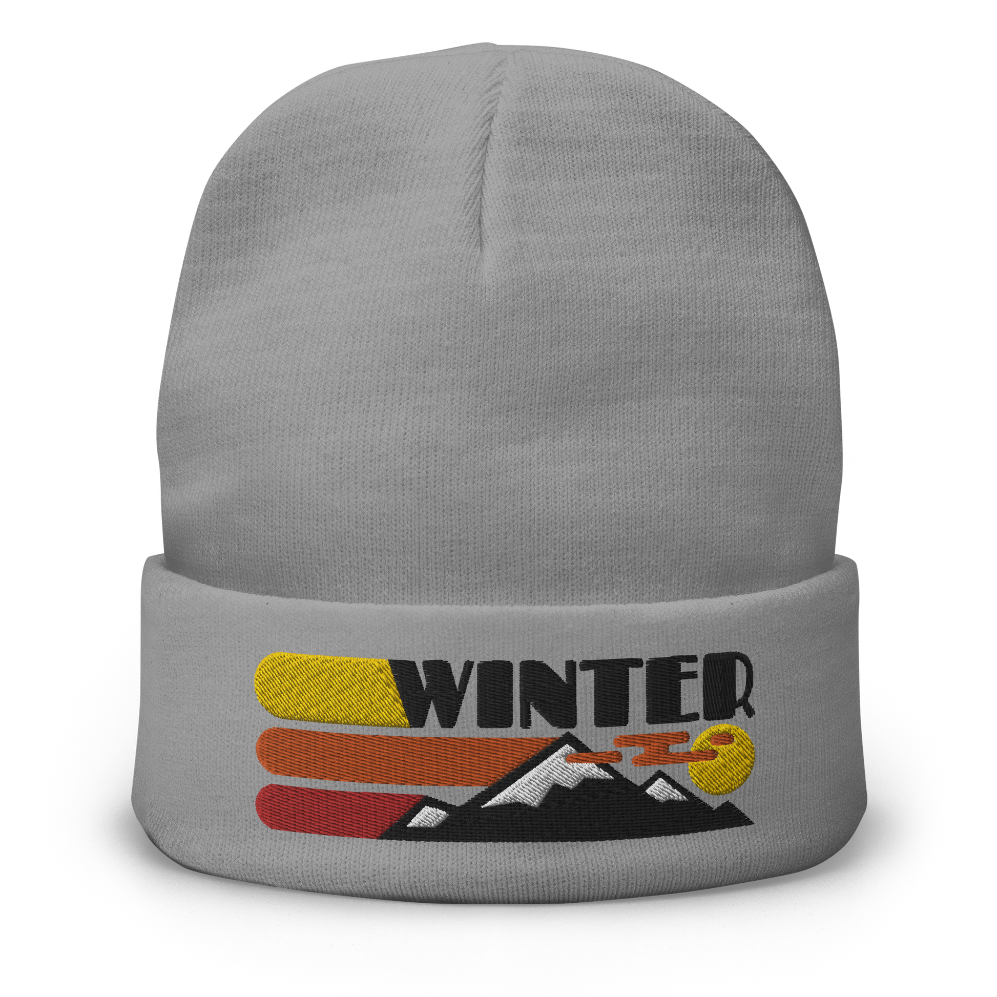 Retro Beanie - Warm Winter Scene in Summer Colors Flat
