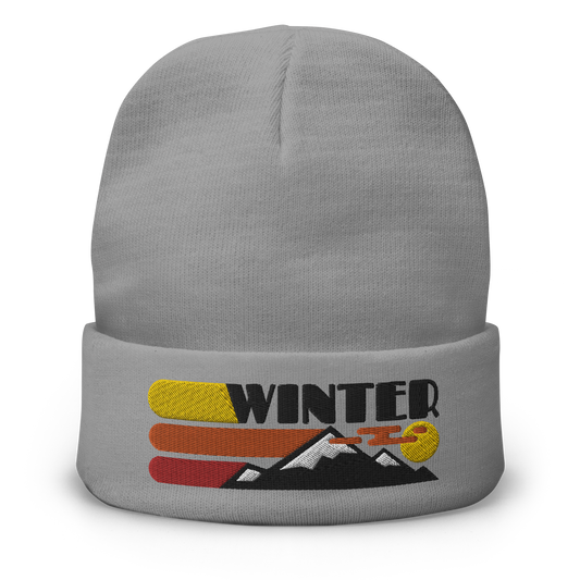 Retro Beanie - Warm Winter Scene in Summer Colors Flat