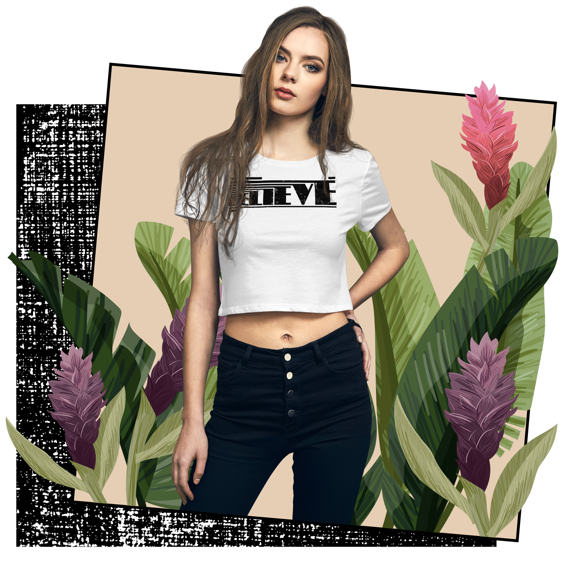 Retro Crop Top - Believe Typography Design Lifestyle 01