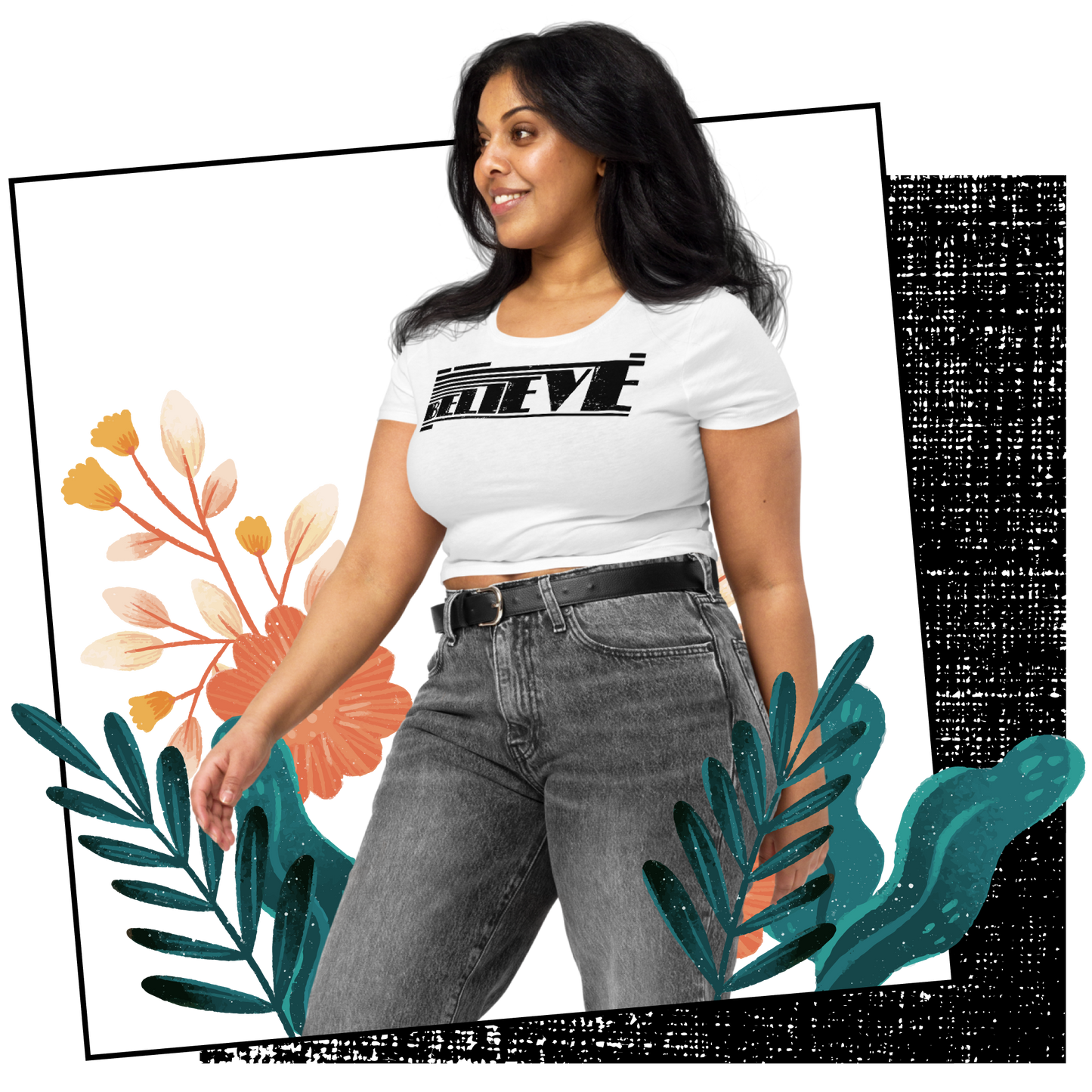 Retro Crop Top - Believe Typography Design Lifestyle 02