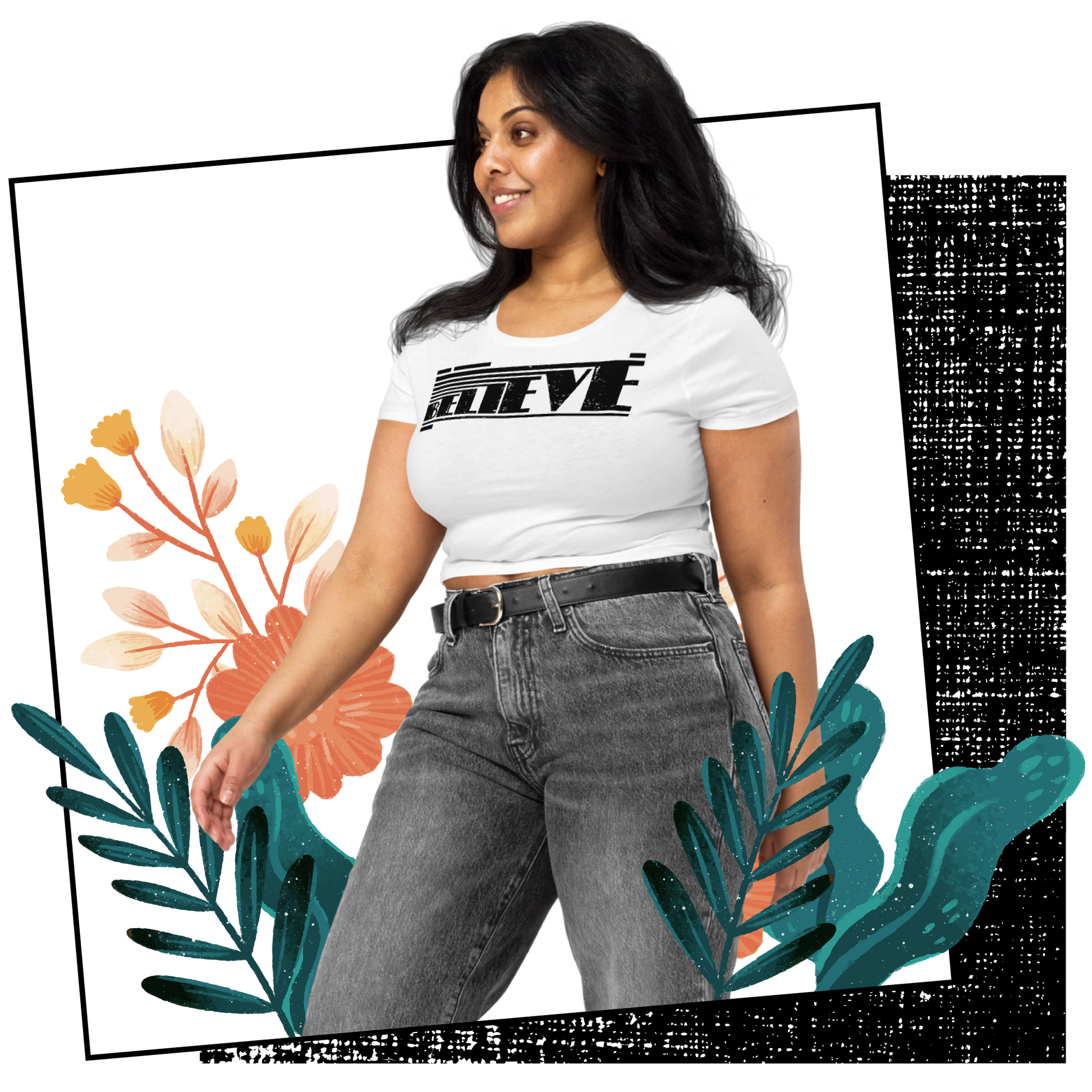 Retro Crop Top - Believe Typography Design Lifestyle 02