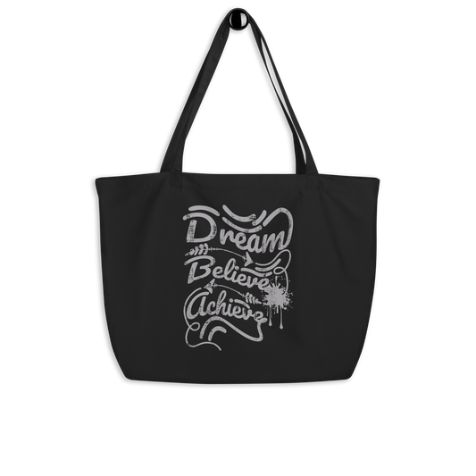 Retro Tote Bag - Dream Believe Achieve - Large Size Hanger