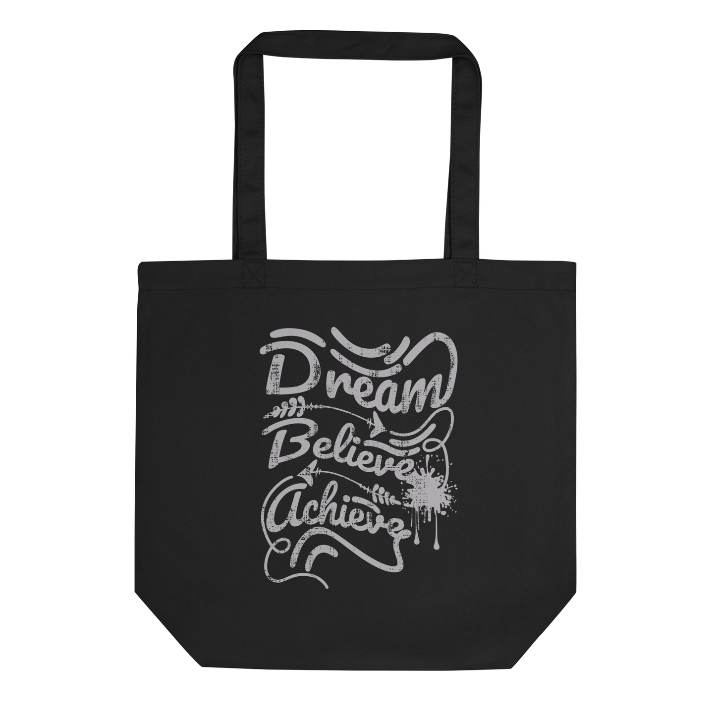 Retro Tote Bag - Dream Believe Achieve - Standard Size Black