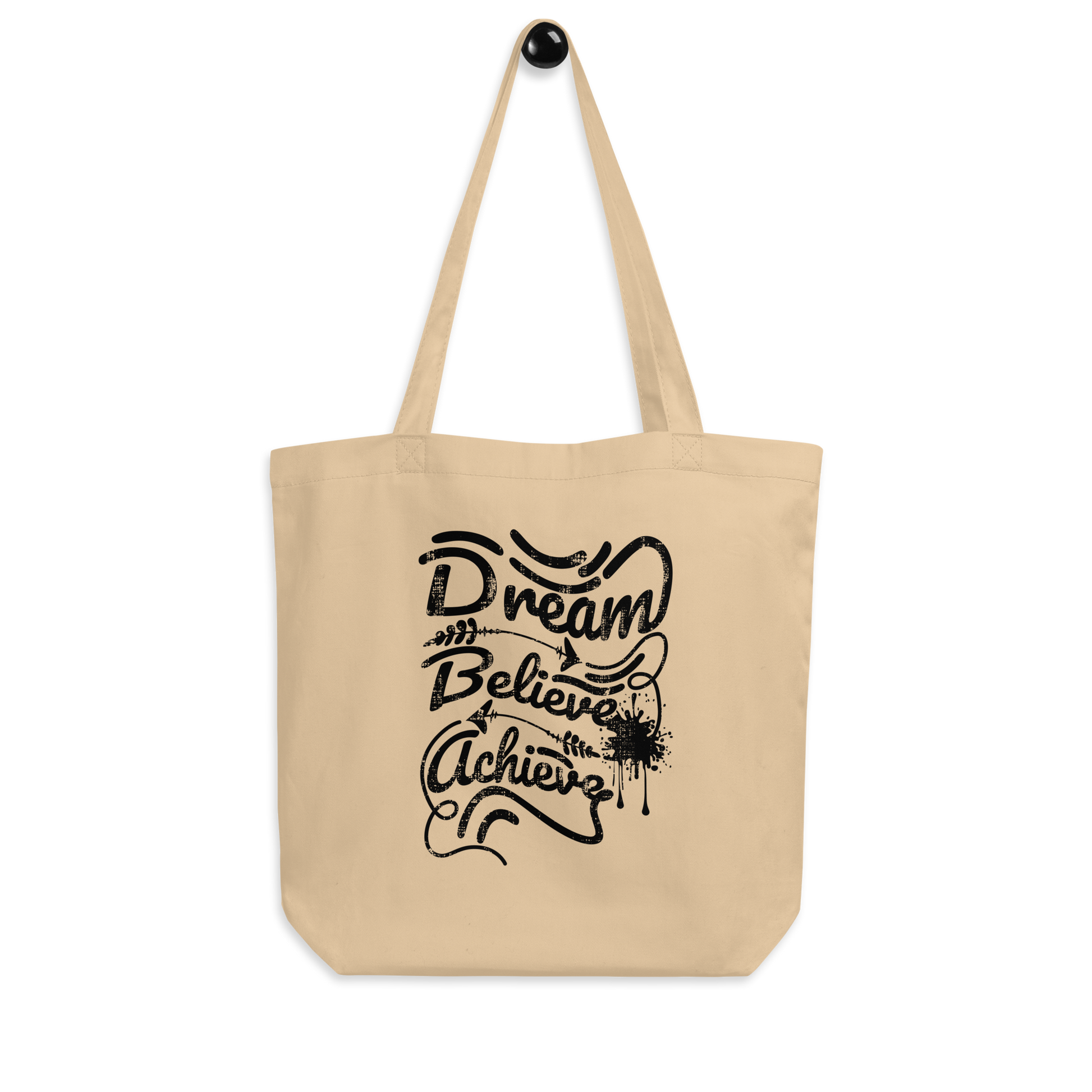 Retro Tote Bag - Dream Believe Achieve - Standard Size Hanger