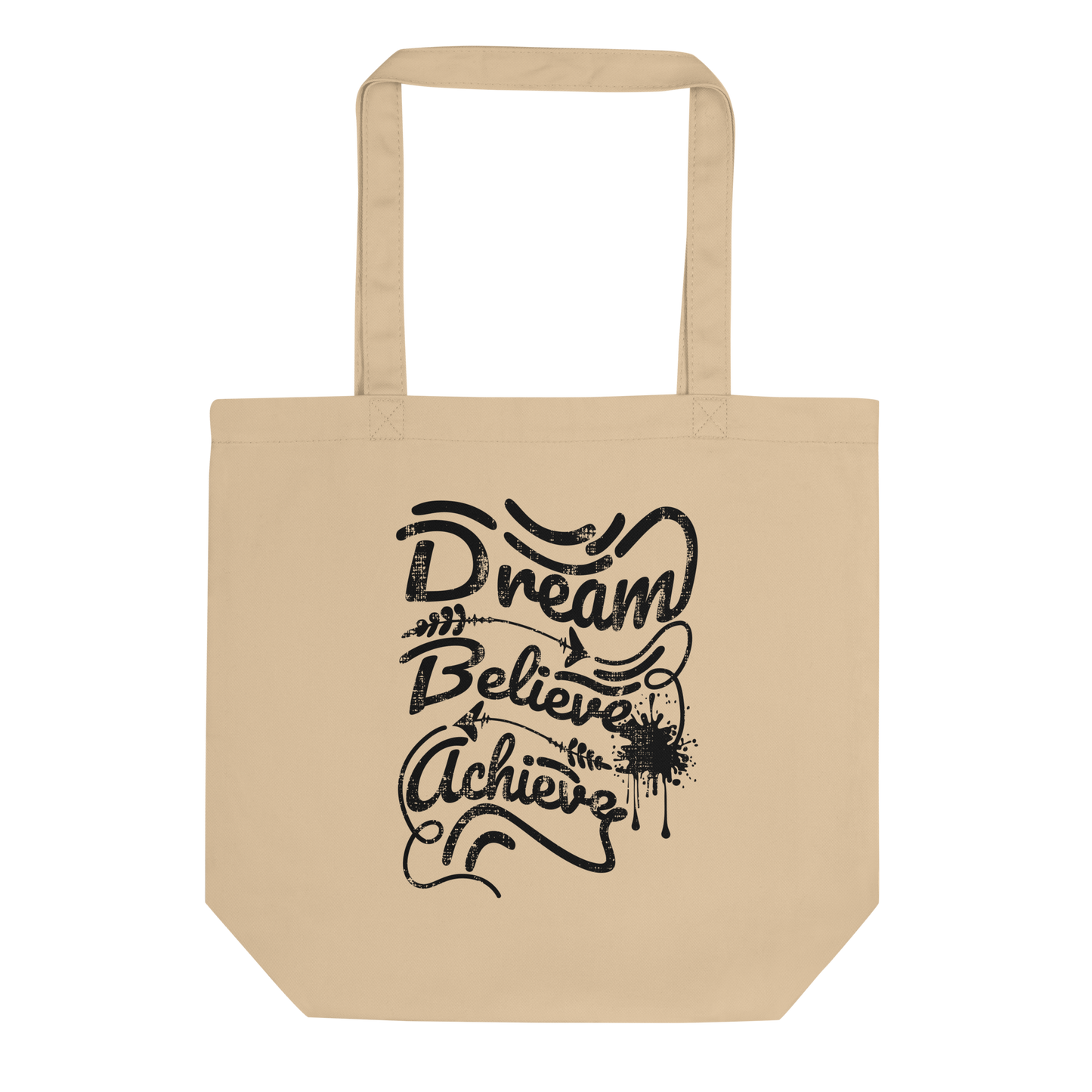 Retro Tote Bag - Dream Believe Achieve - Standard Size Oyster