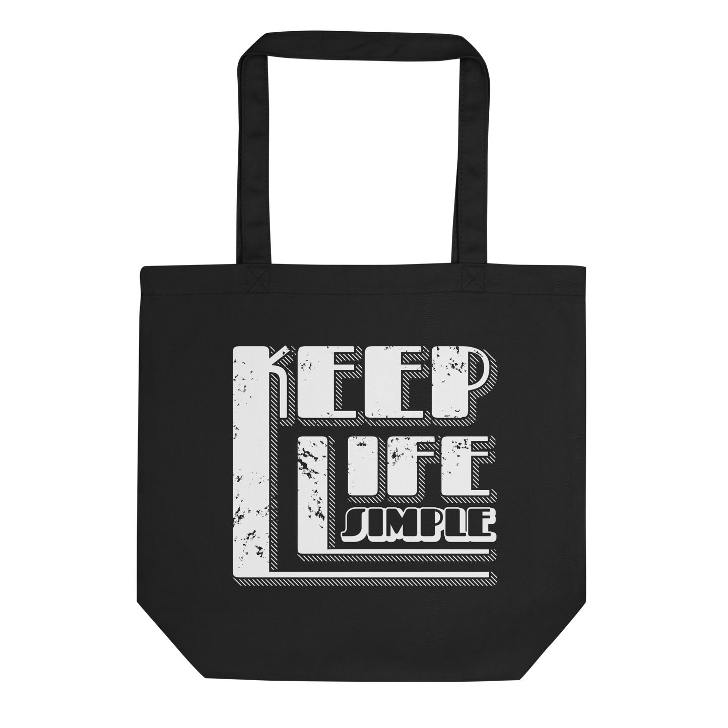 Retro Tote Bag - Keep Life Simple - Standard Size Black