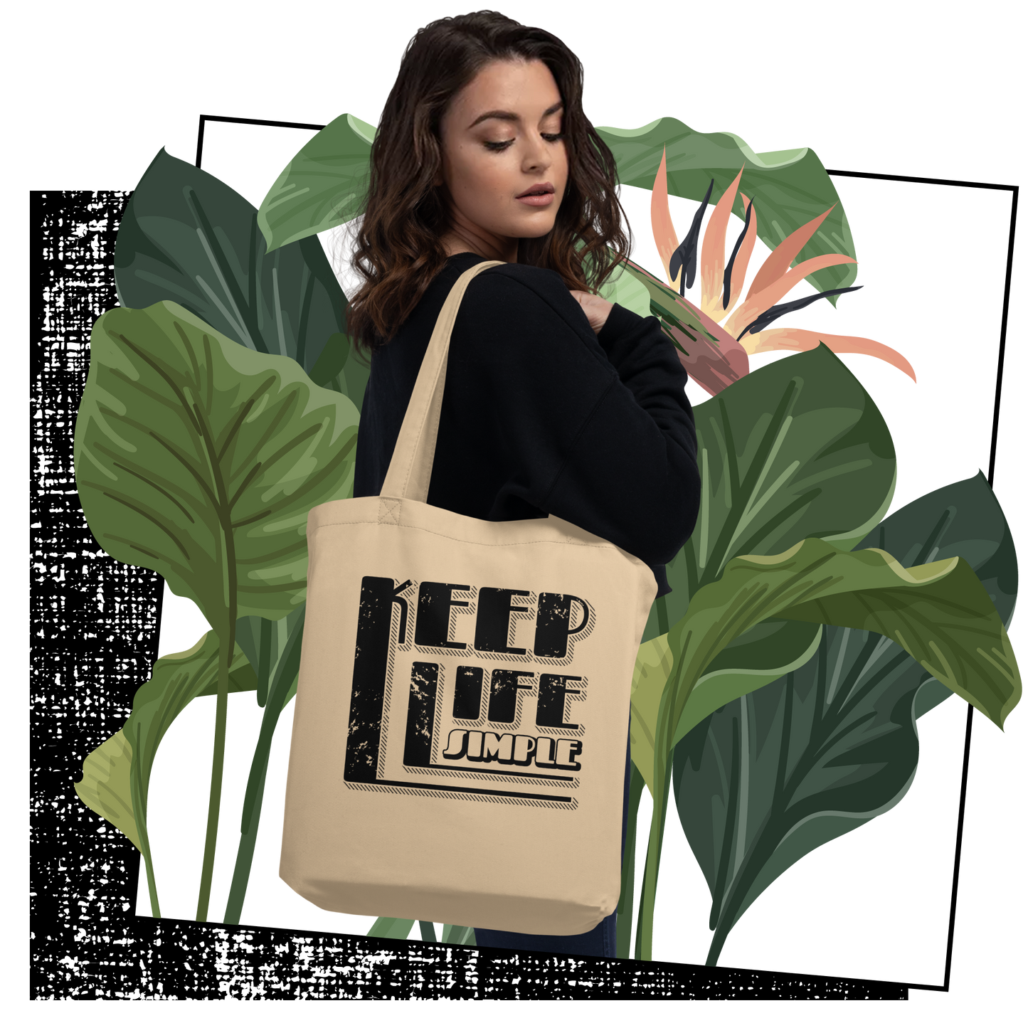 Retro Tote Bag - Keep Life Simple - Standard Size Lifestyle