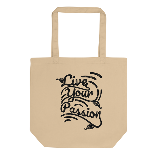 Retro Tote Bag - Live Your Passion - Standard Size Oyster