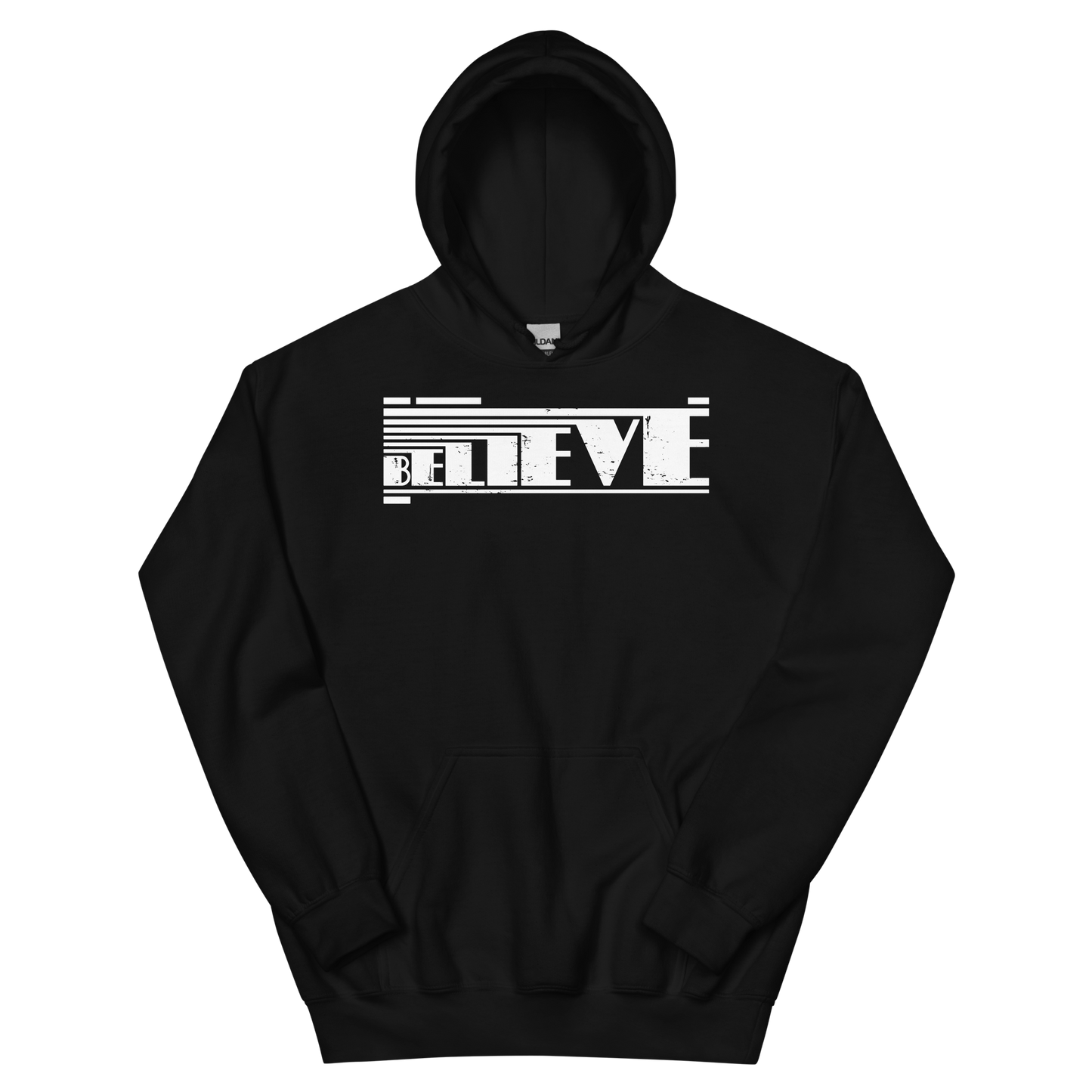 Retro Unisex Hoodie - Believe Typography Design Black