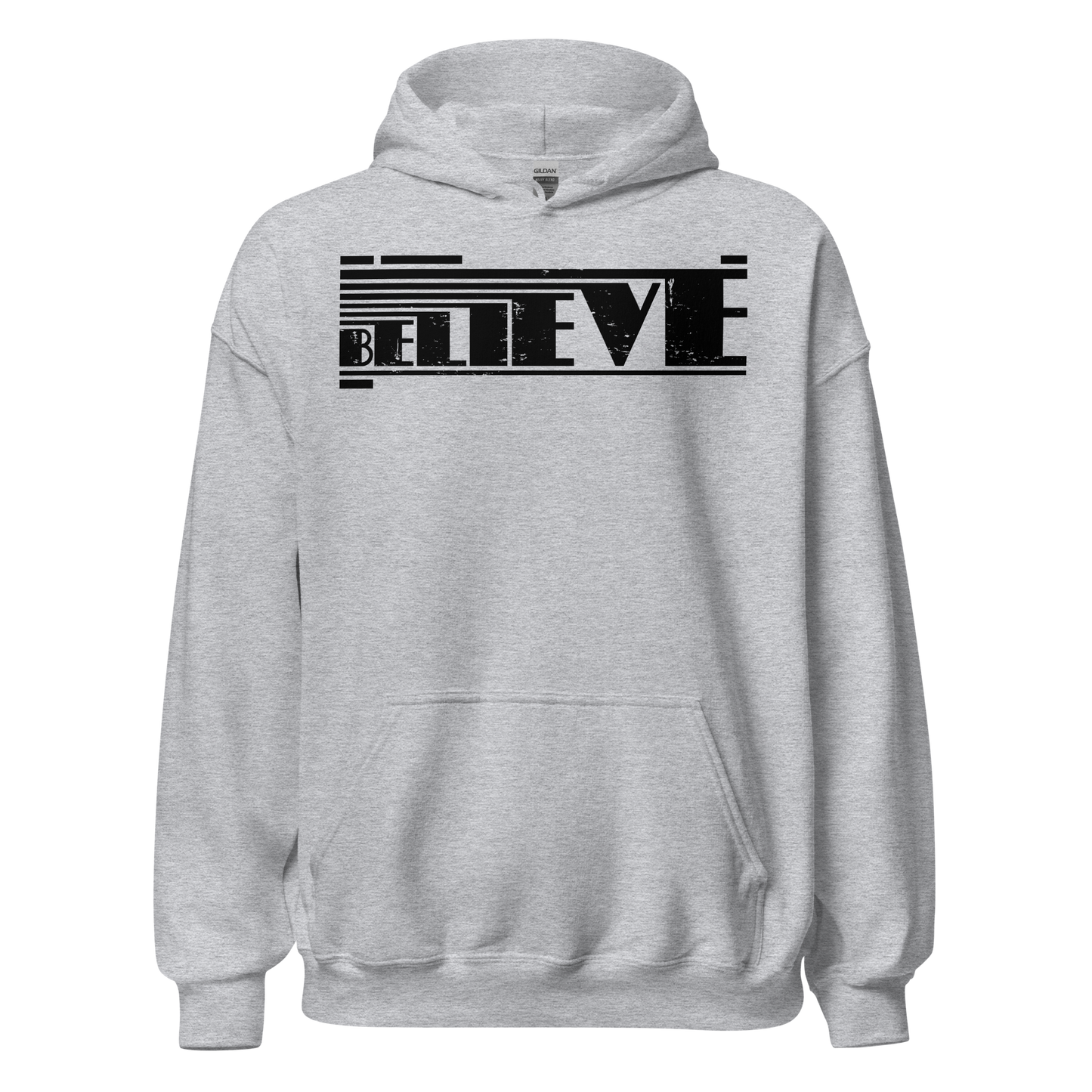 Retro Unisex Hoodie - Believe Typography Design Ghost Front