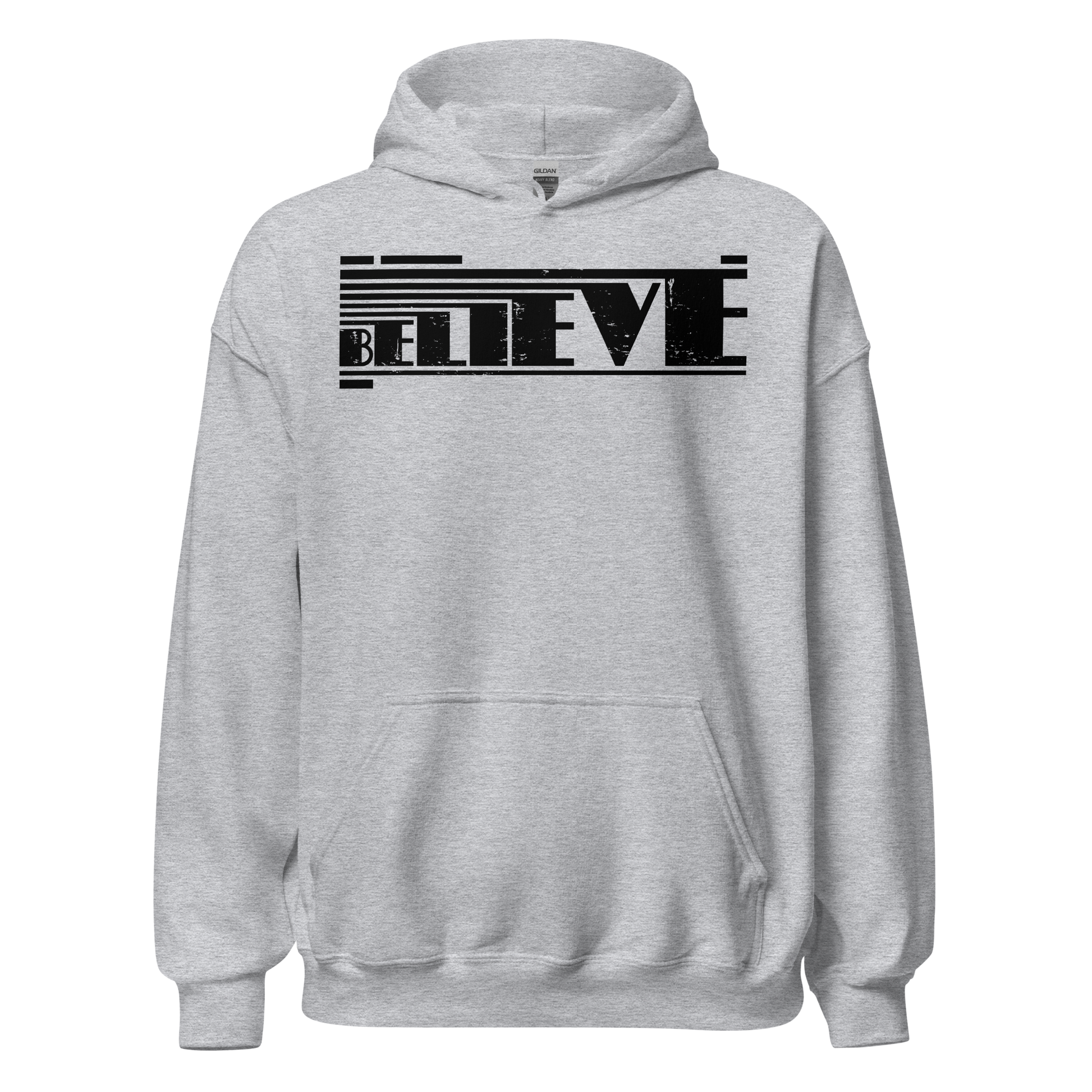 Retro Unisex Hoodie - Believe Typography Design Ghost Front
