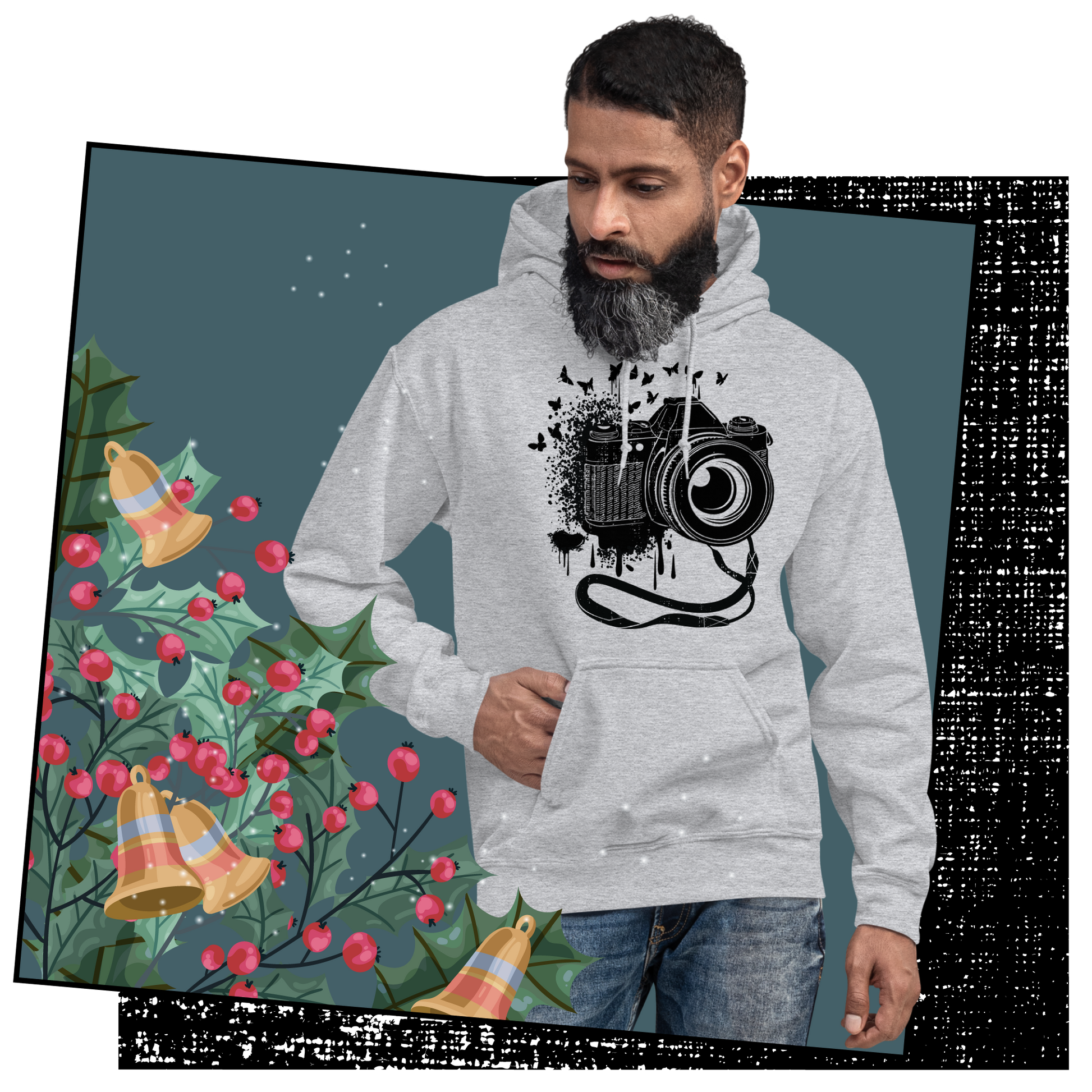 Retro Unisex Hoodie - Vintage Camera and Butterflies Lifestyle 03