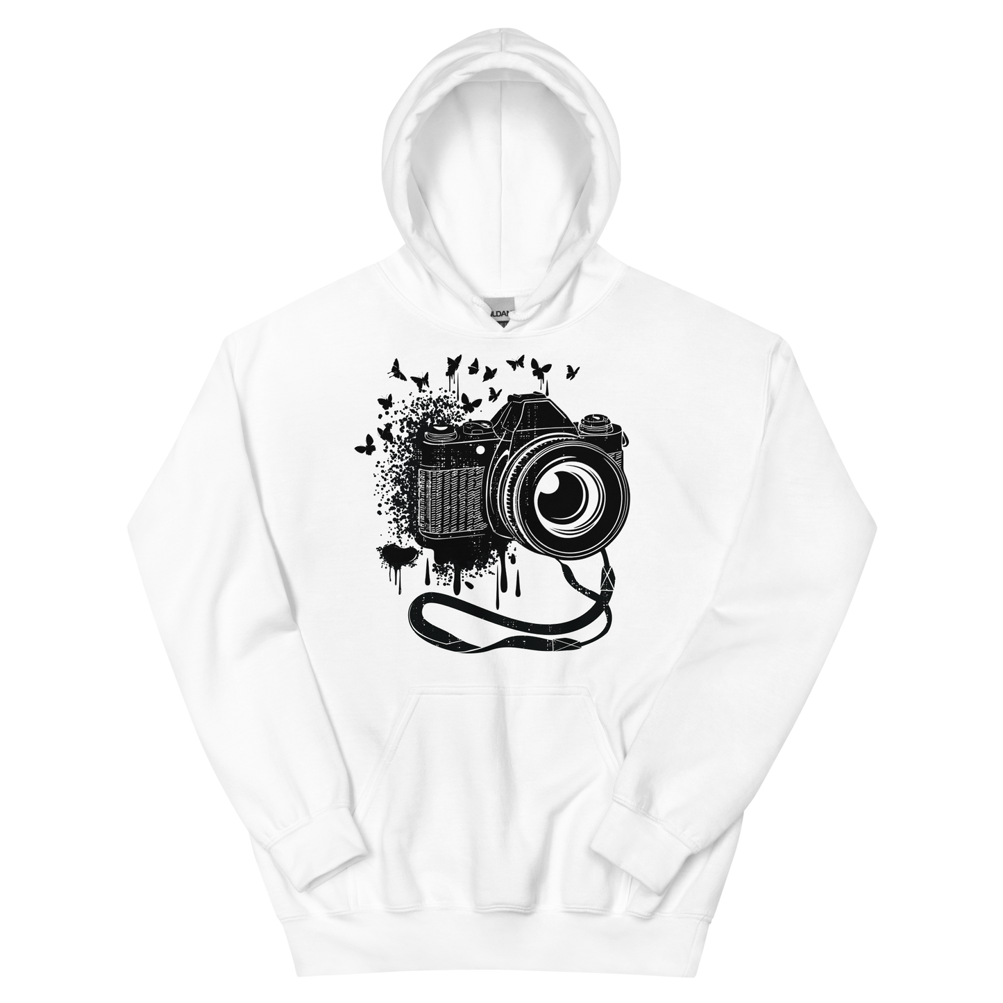 Retro Unisex Hoodie - Vintage Camera and Butterflies White