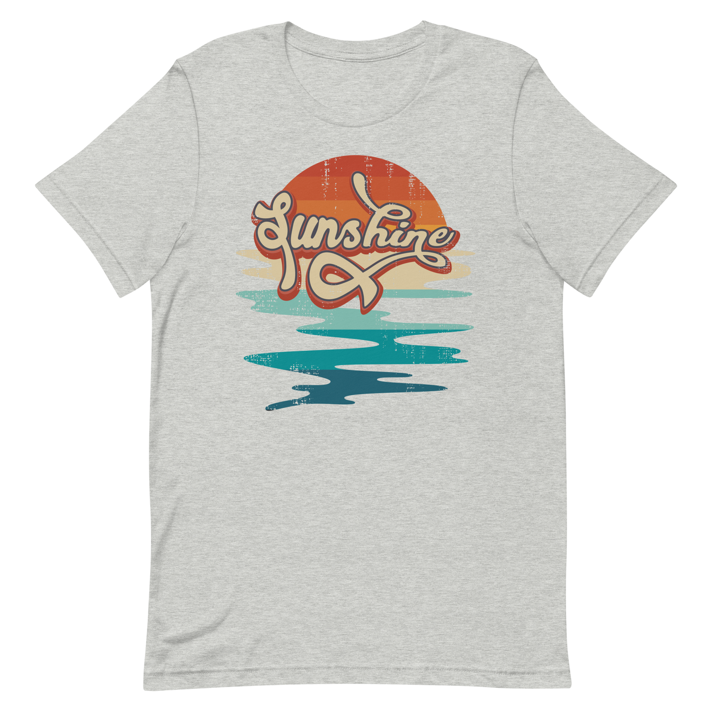 Retro Unisex T-Shirt - Abstract Sun Rising Over the Sea Athletic Heather