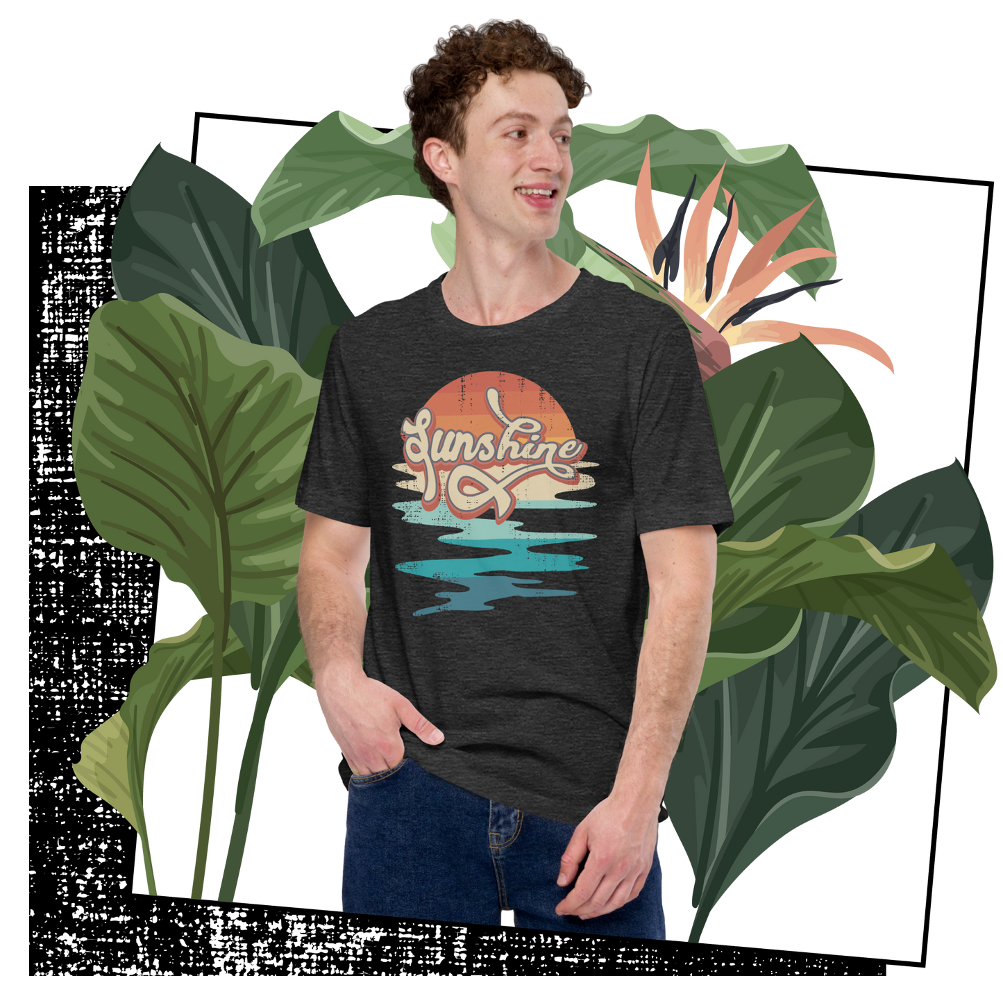 Retro Unisex T-Shirt - Abstract Sun Rising Over the Sea Lifestyle 02