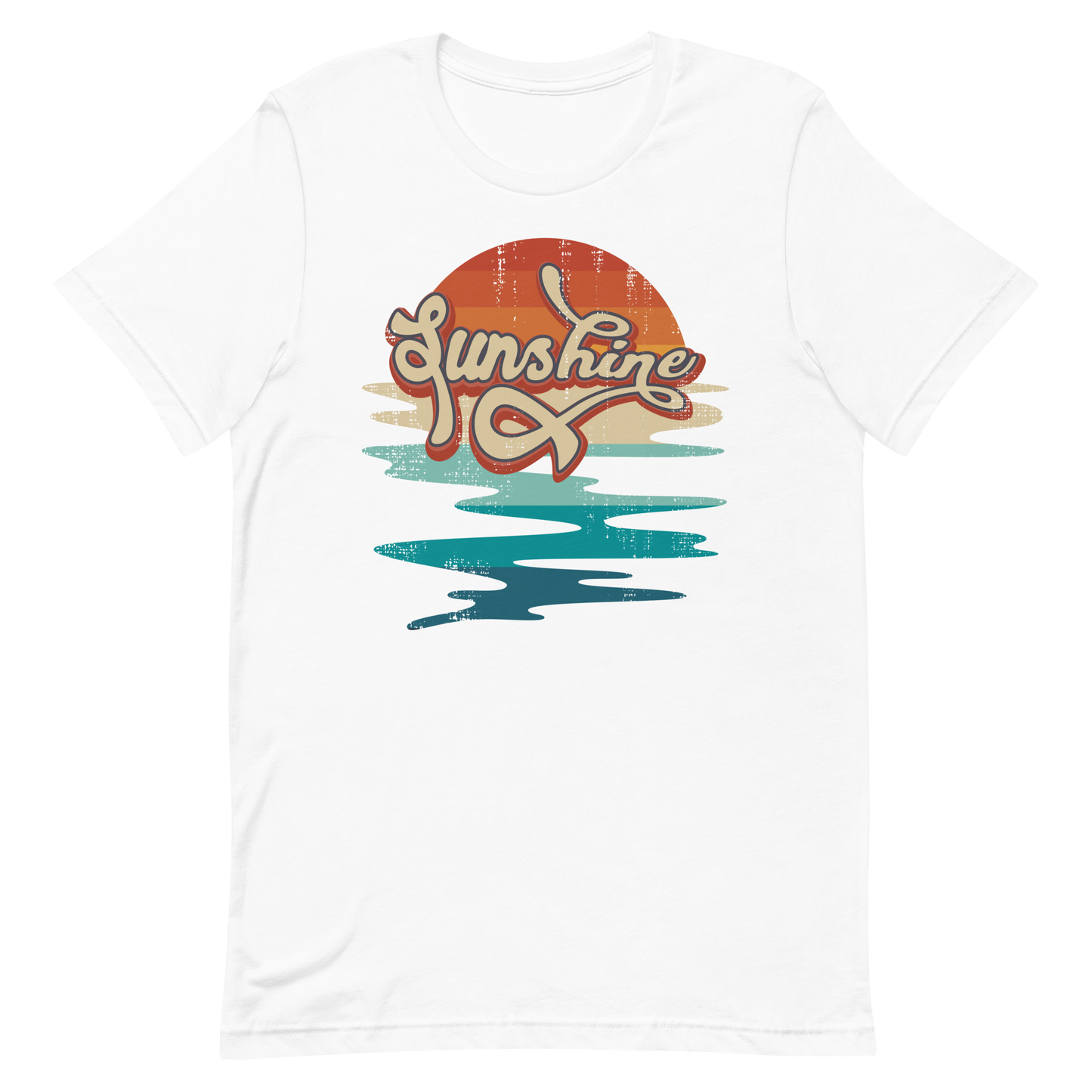 Retro Unisex T-Shirt - Abstract Sun Rising Over the Sea White