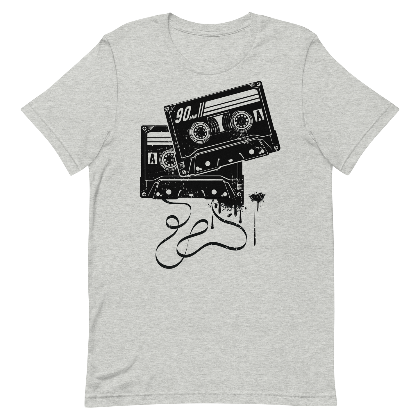 Retro Unisex T-Shirt - Monochrome Cassette Tape Design Athletic Heather