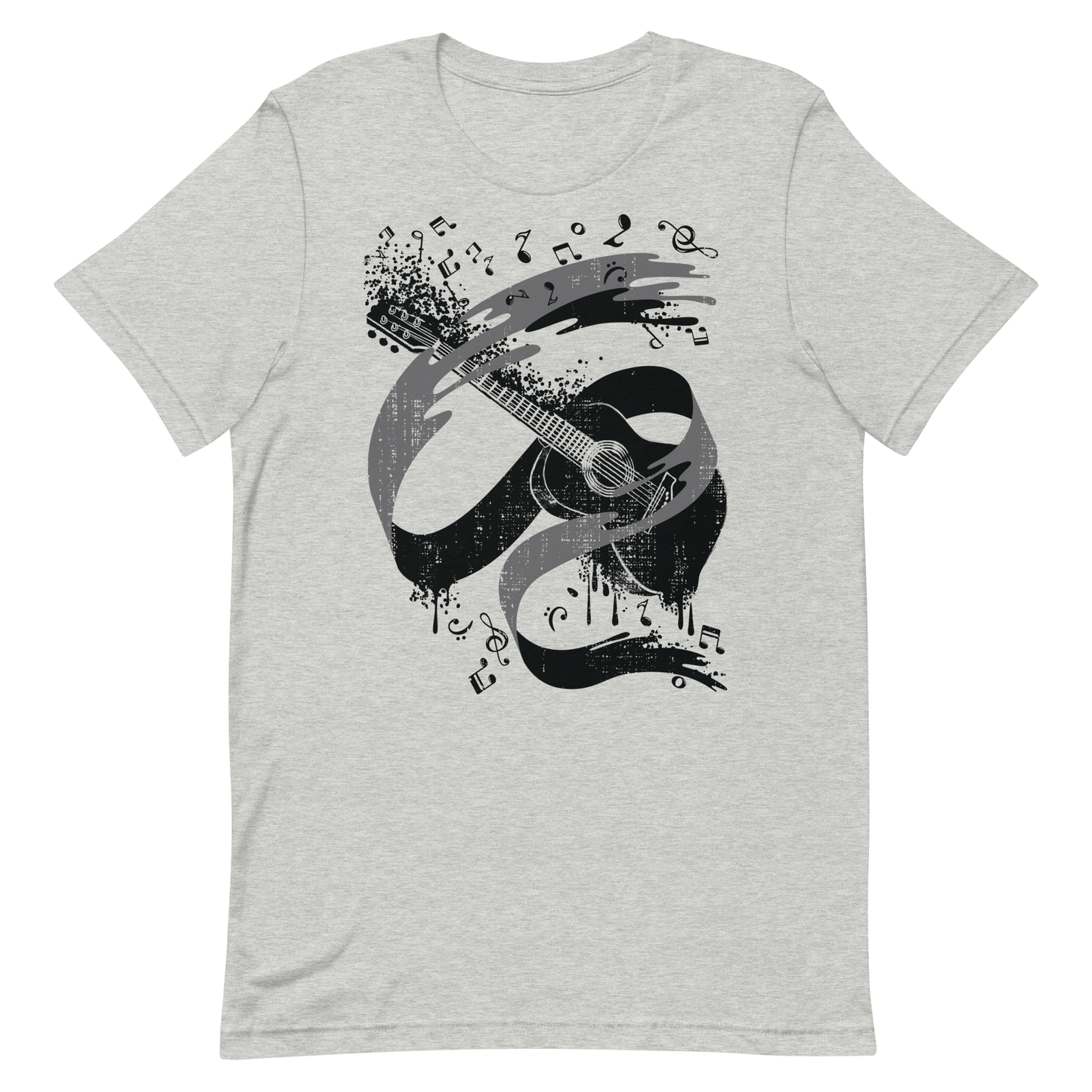 Retro Unisex T-Shirt - Monochrome Classical Guitar Design Athletic Heather