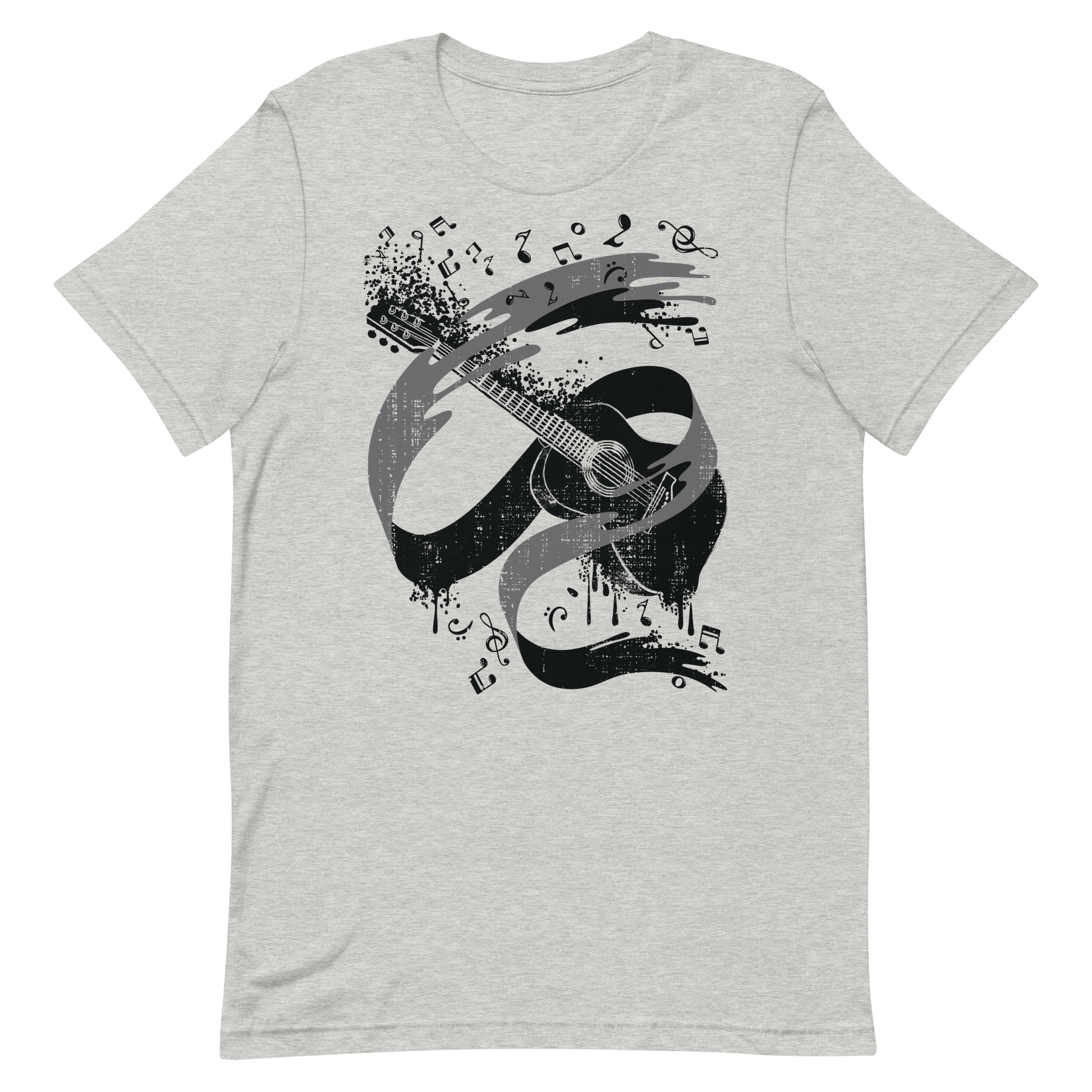 Retro Unisex T-Shirt - Monochrome Classical Guitar Design Athletic Heather