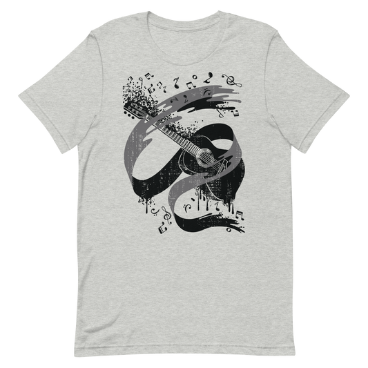 Retro Unisex T-Shirt - Monochrome Classical Guitar Design Athletic Heather
