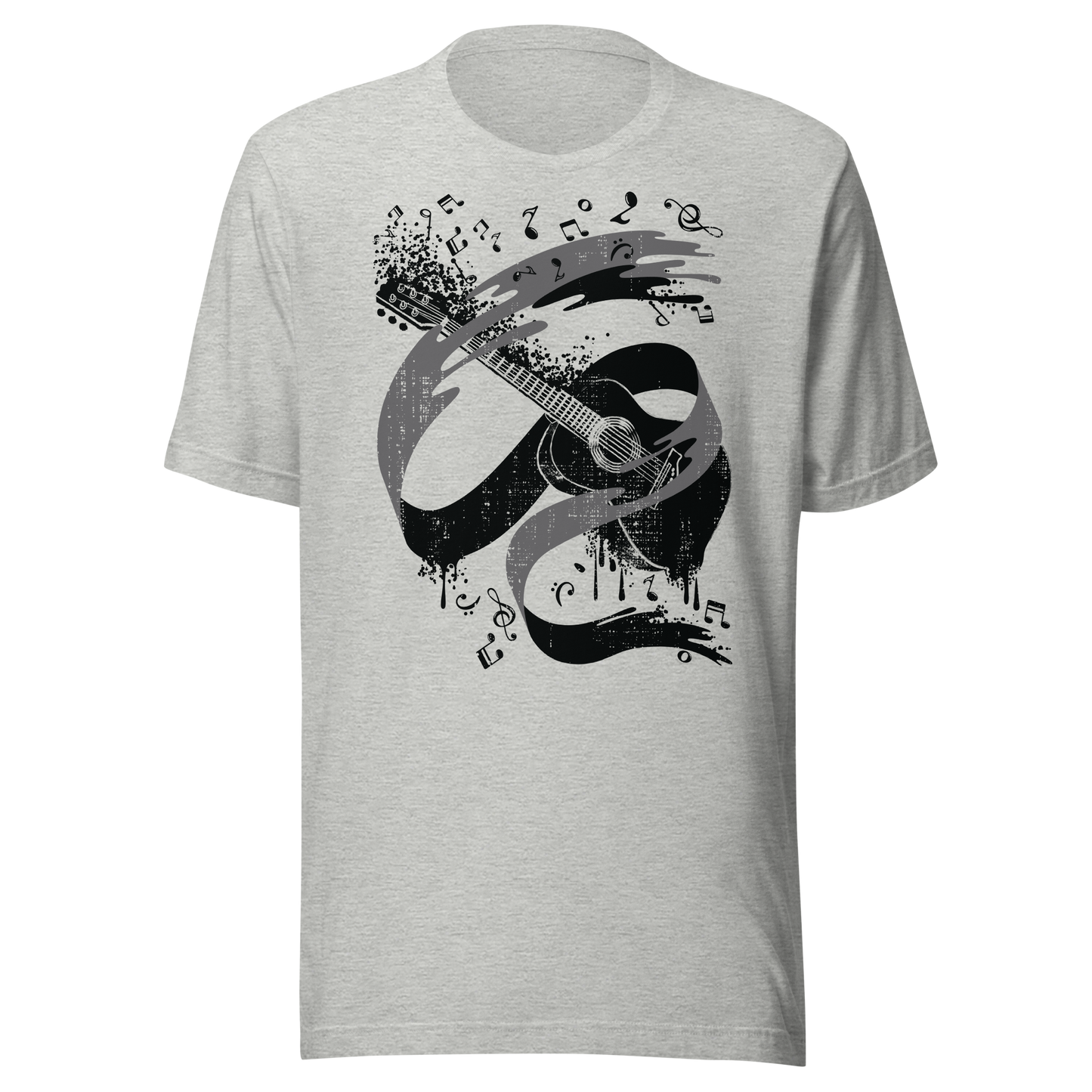 Retro Unisex T-Shirt - Monochrome Classical Guitar Design Ghost Front