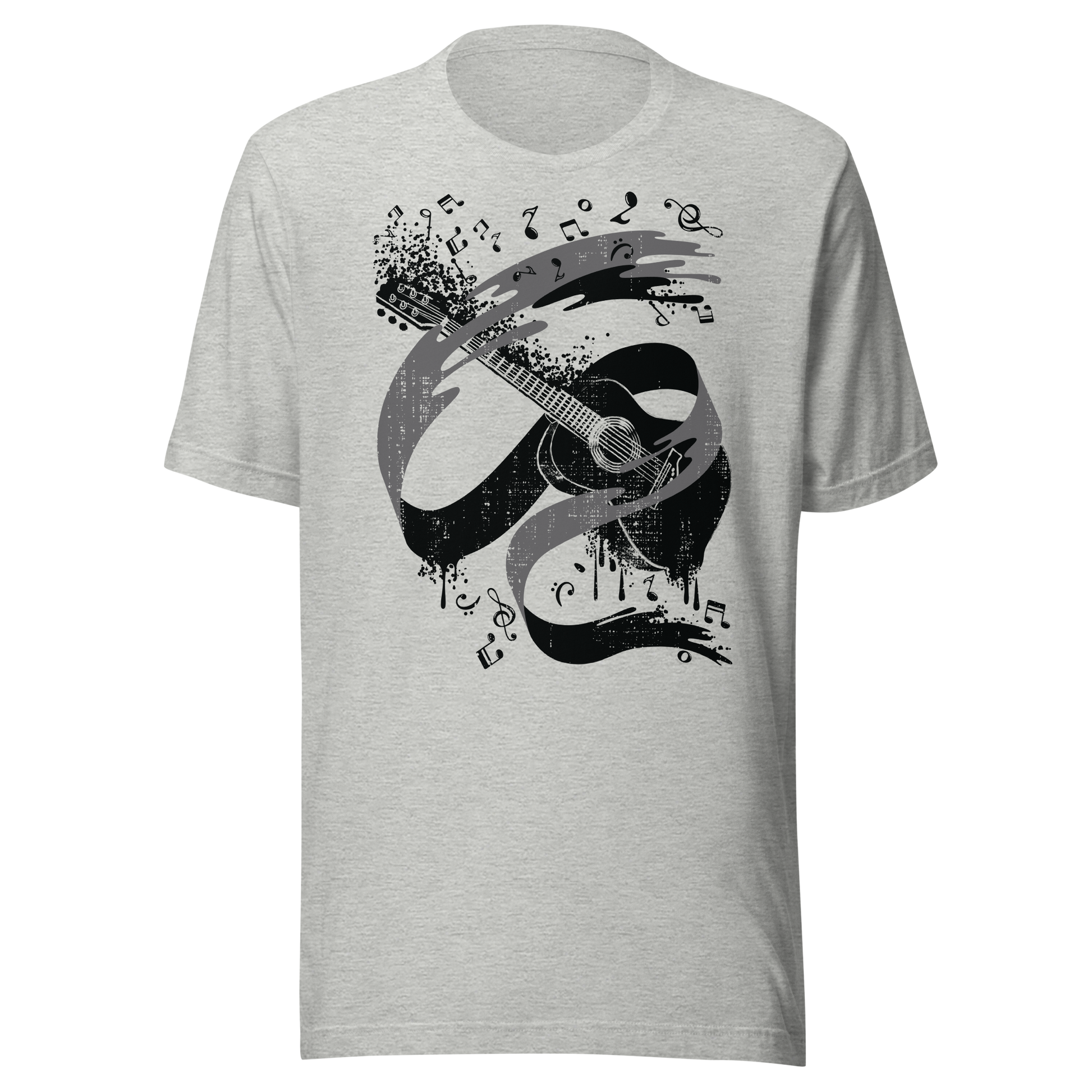 Retro Unisex T-Shirt - Monochrome Classical Guitar Design Ghost Front