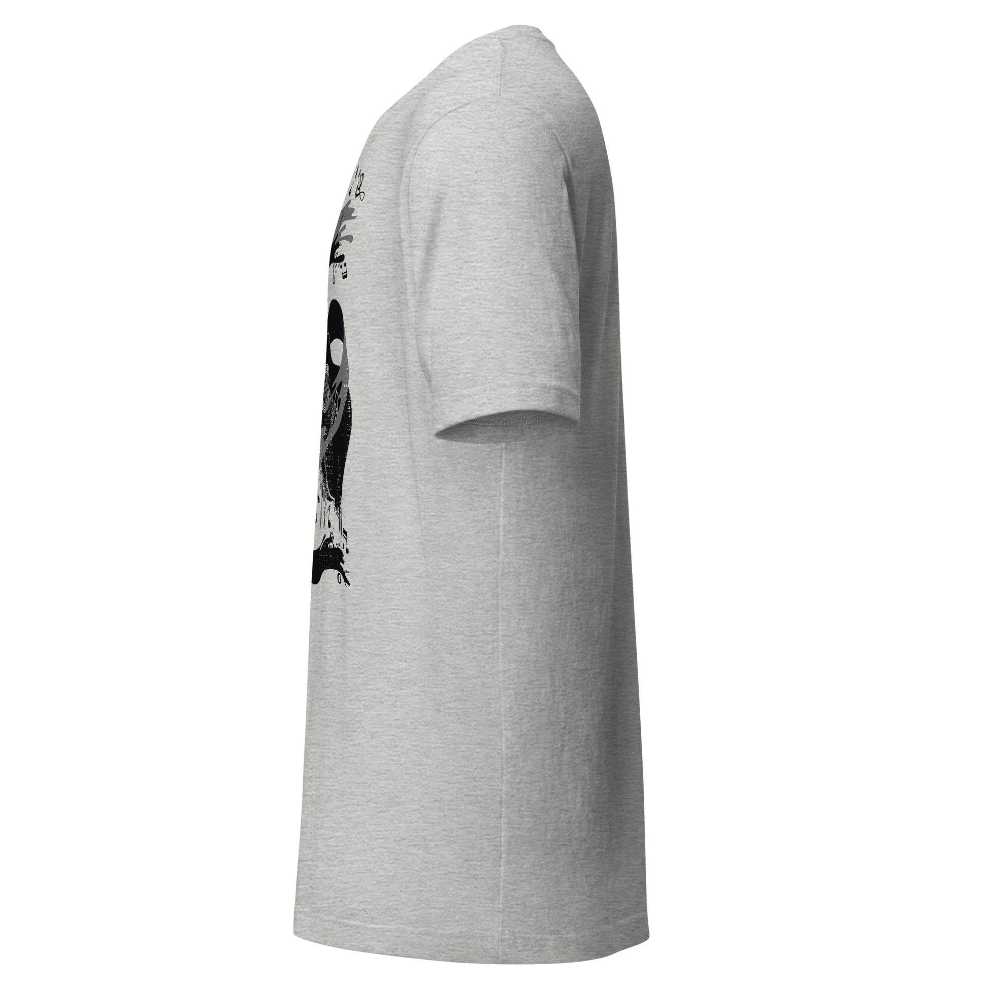 Retro Unisex T-Shirt - Monochrome Classical Guitar Design Ghost Left