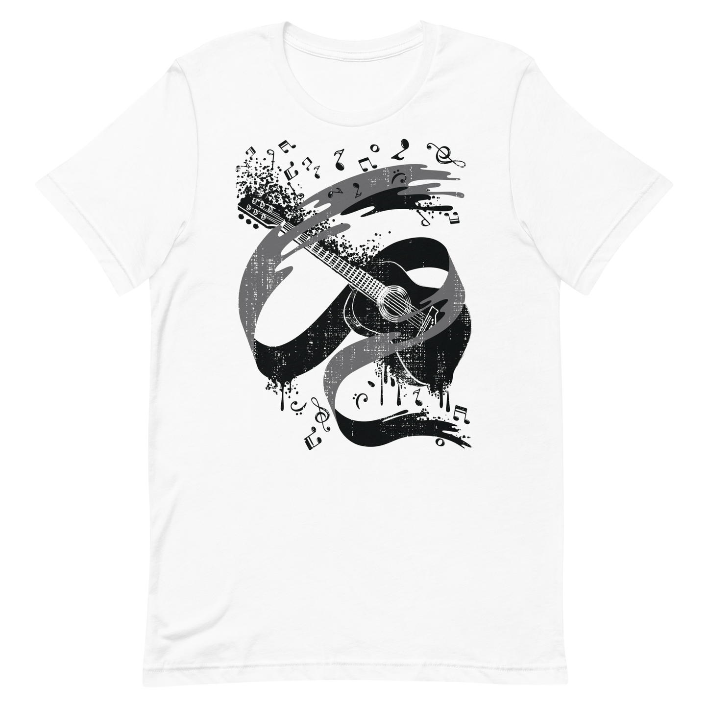Retro Unisex T-Shirt - Monochrome Classical Guitar Design White