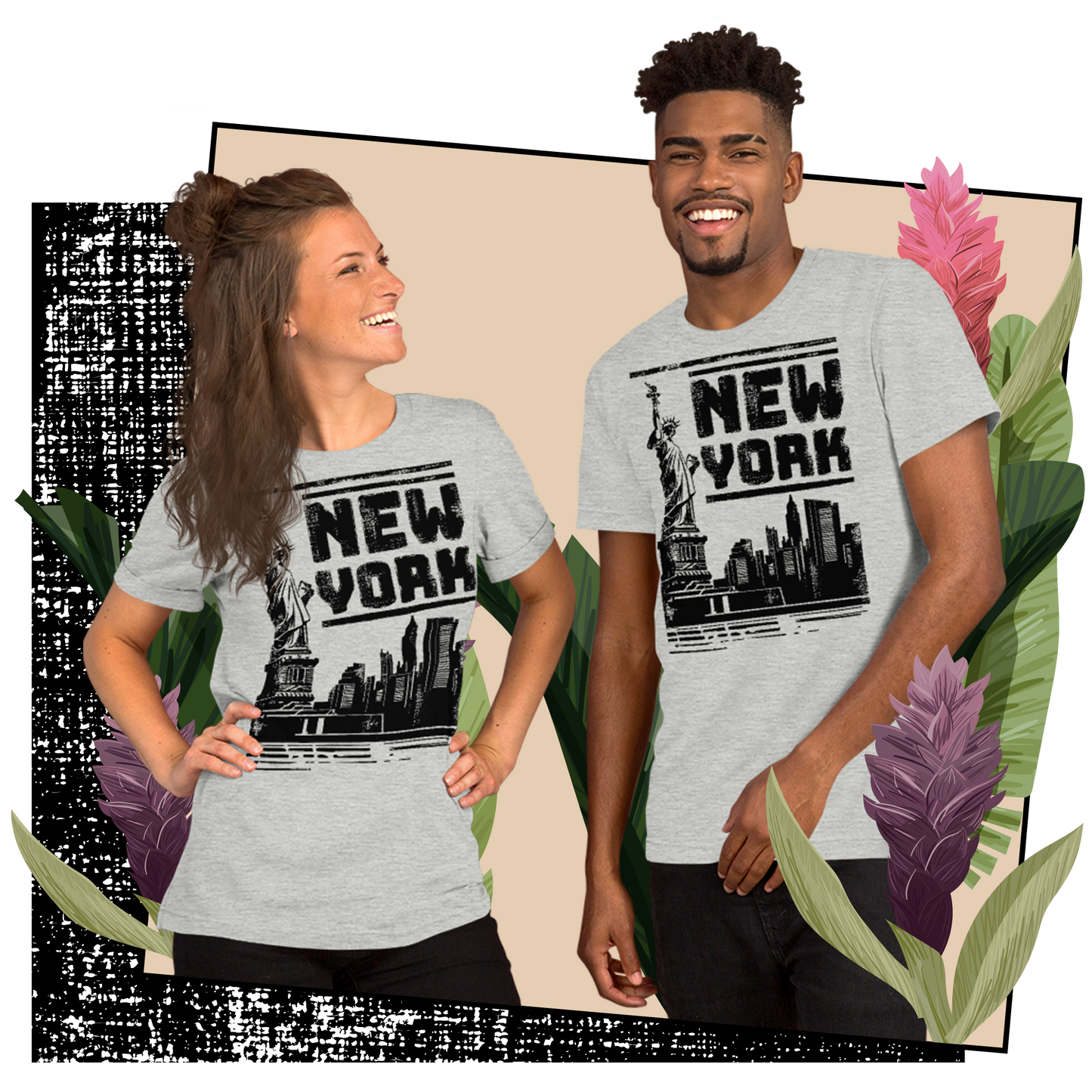 Retro Unisex T-Shirt - Monochrome New York Skyline Lifestyle 01