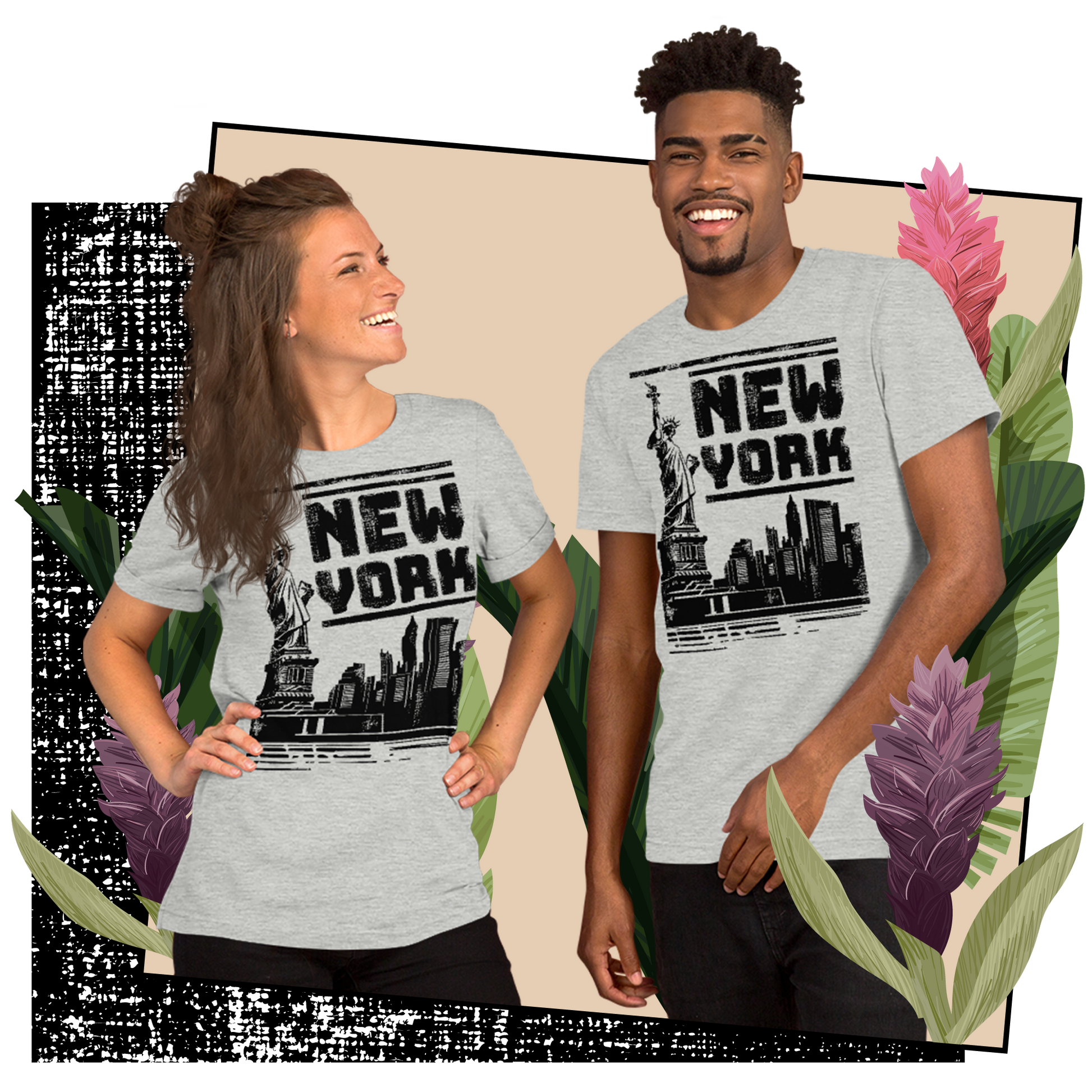 Retro Unisex T-Shirt - Monochrome New York Skyline Lifestyle 01