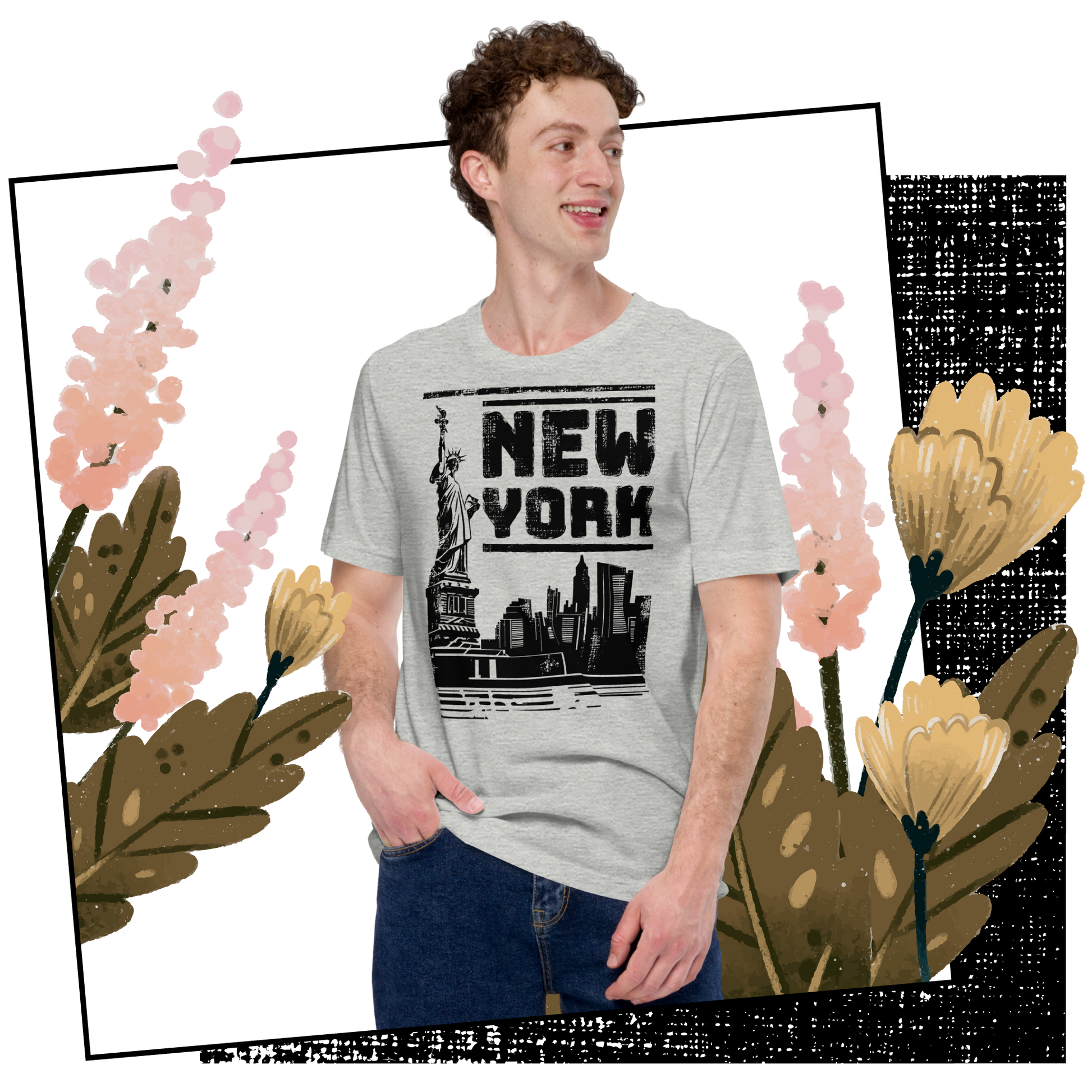 Retro Unisex T-Shirt - Monochrome New York Skyline Lifestyle 03