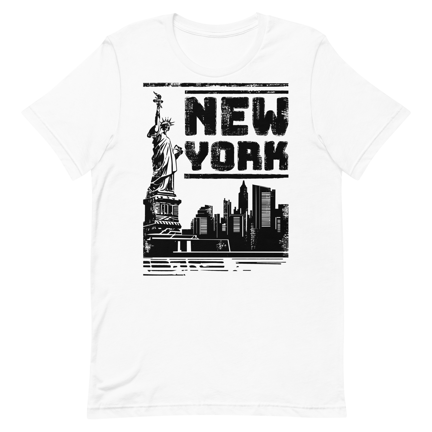 Retro Unisex T-Shirt - Monochrome New York Skyline White