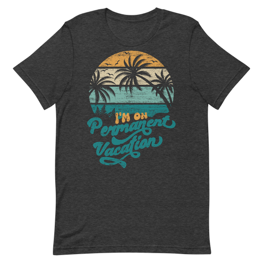 Retro Unisex T-Shirt - Palm Trees With a Retirement Quote Dark Grey Heather