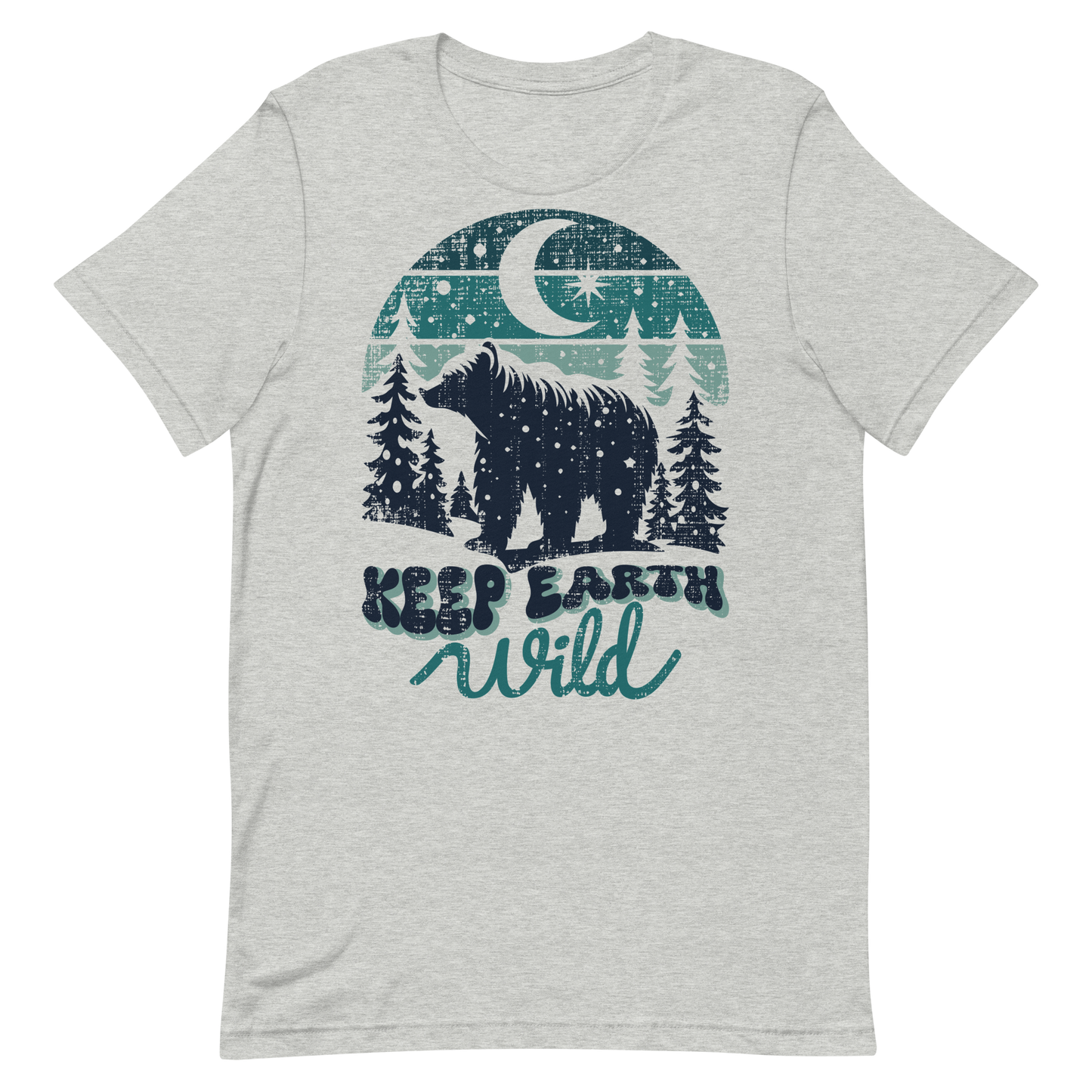 Retro Unisex T-Shirt - Polar Bear Walking Through a Snowy Forest Athletic Heather