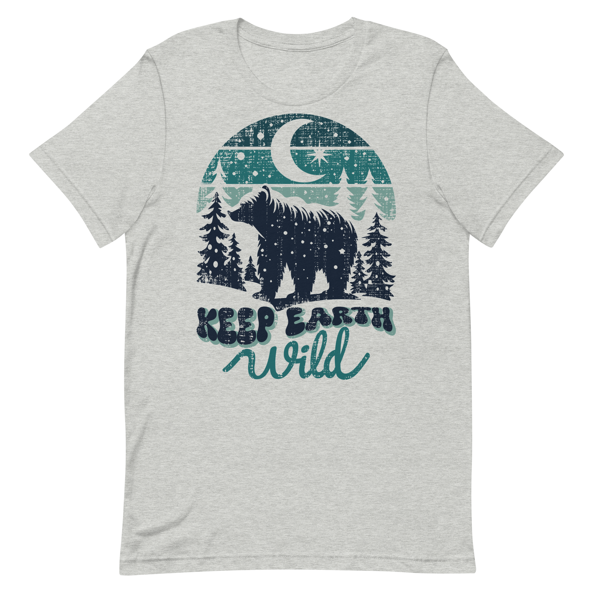 Retro Unisex T-Shirt - Polar Bear Walking Through a Snowy Forest Athletic Heather