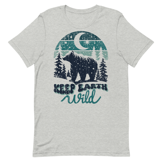 Retro Unisex T-Shirt - Polar Bear Walking Through a Snowy Forest Athletic Heather