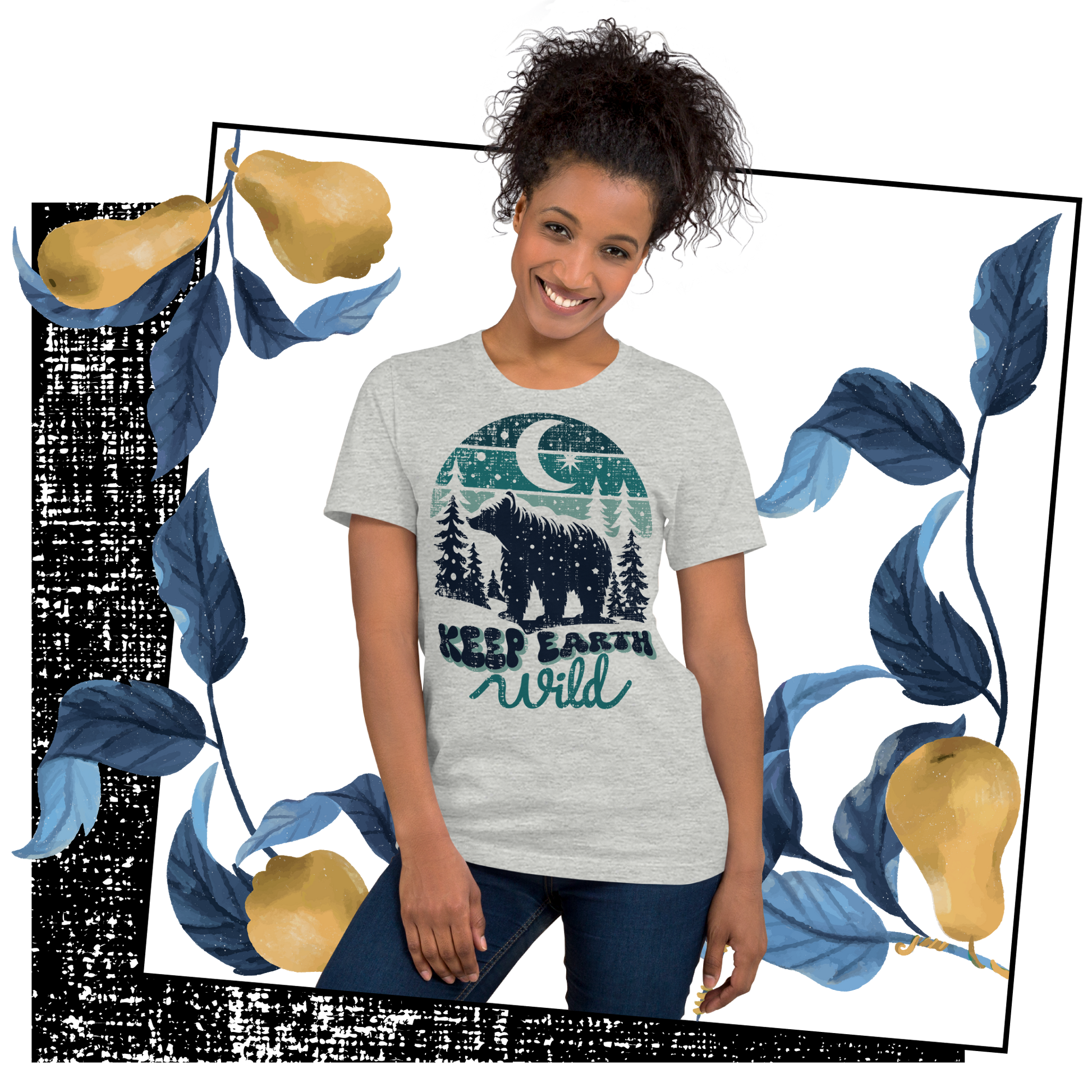 Retro Unisex T-Shirt - Polar Bear Walking Through a Snowy Forest Lifestyle 01
