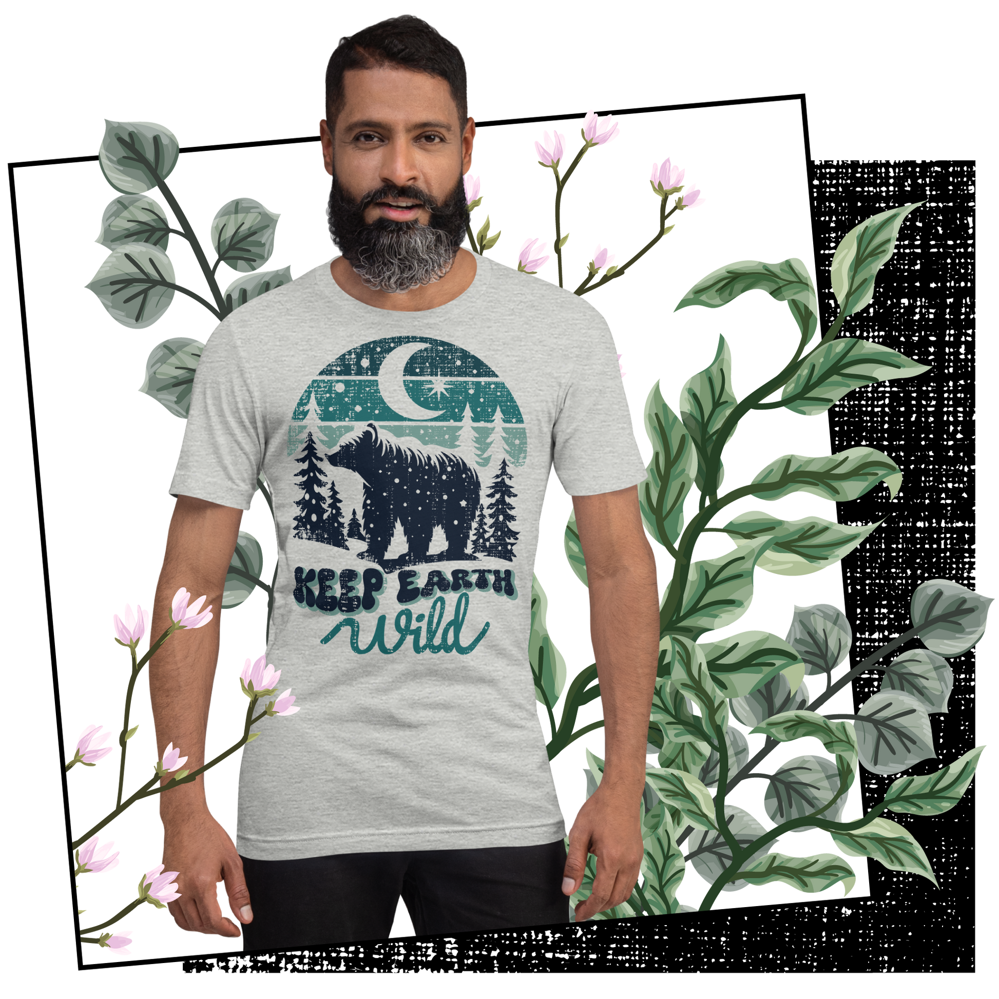 Retro Unisex T-Shirt - Polar Bear Walking Through a Snowy Forest Lifestyle 03