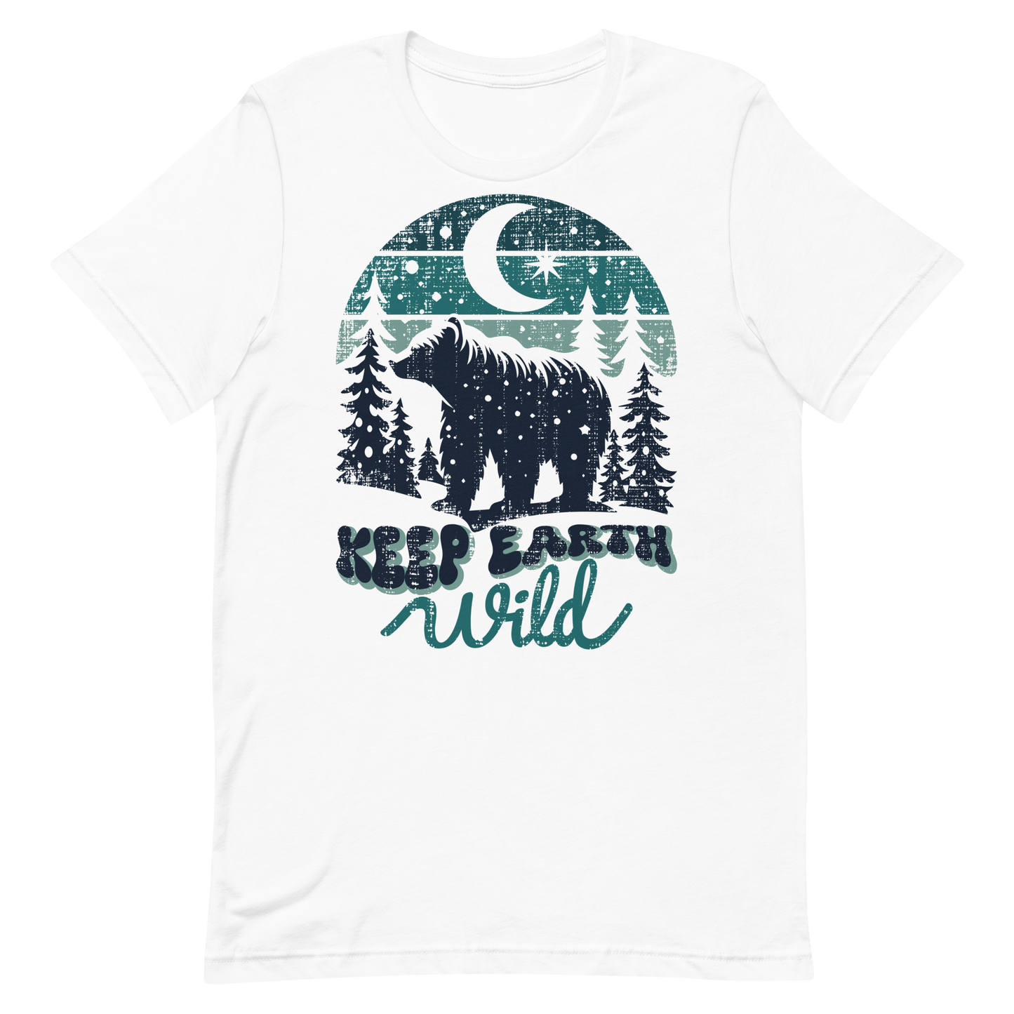 Retro Unisex T-Shirt - Polar Bear Walking Through a Snowy Forest White