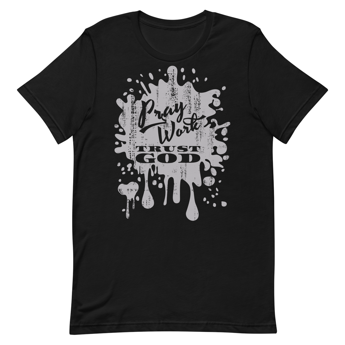 Retro Unisex T-Shirt - Pray Work Trust God Black