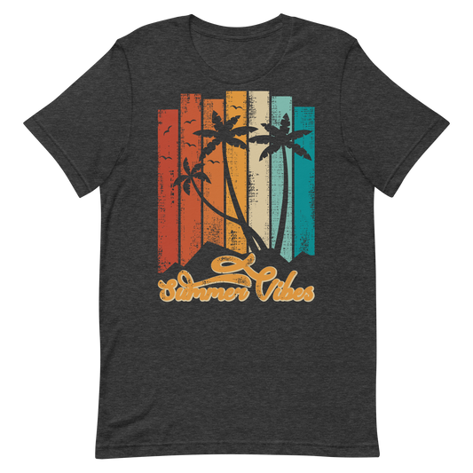 Retro Unisex T-Shirt - Stunning Summer Vibes Design Dark Grey Heather