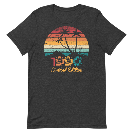 Retro Unisex T-Shirt - Summer Beach 1990 Limited Edition Dark Grey Heather