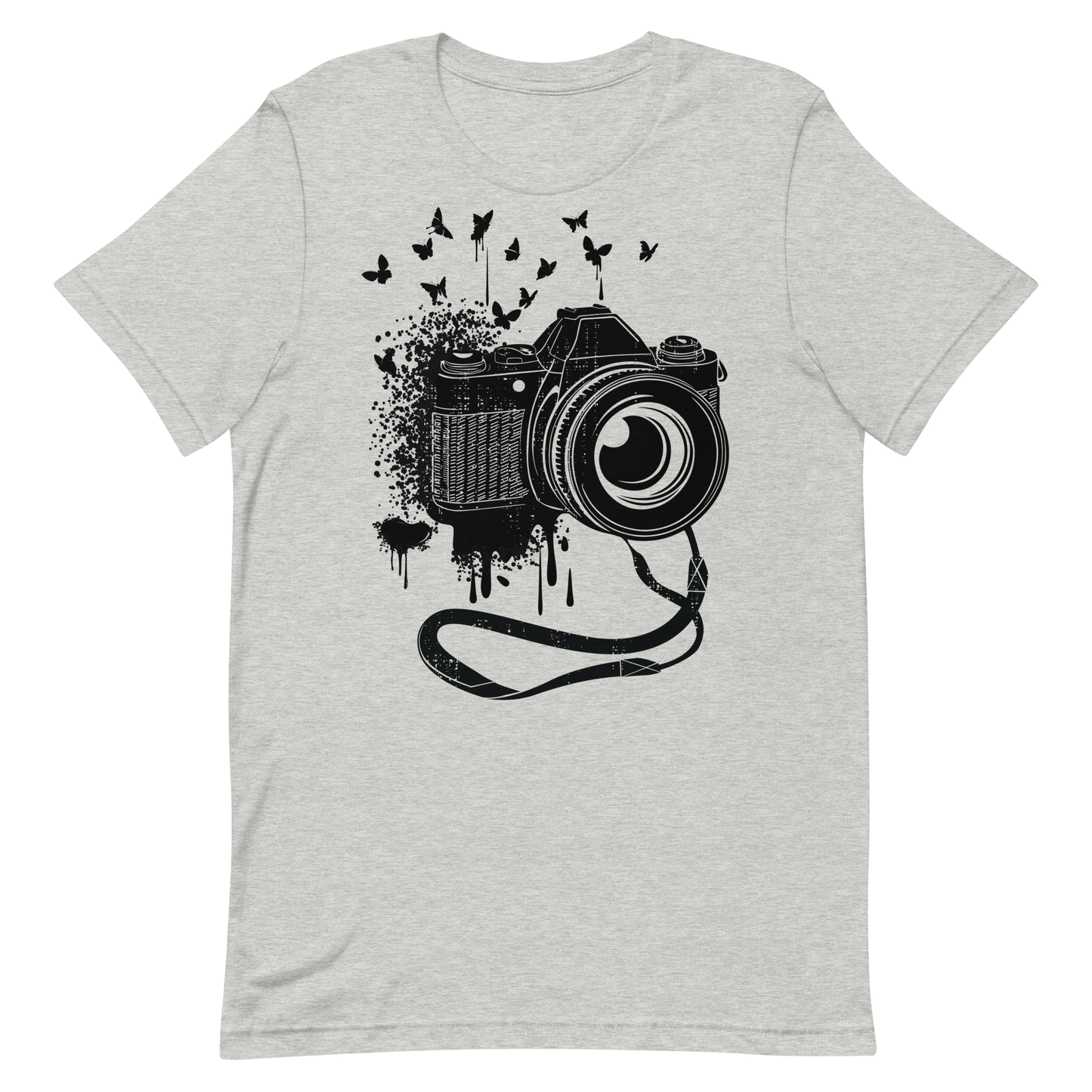 Retro Unisex T-Shirt - Vintage Camera and Butterflies Athletic Heather