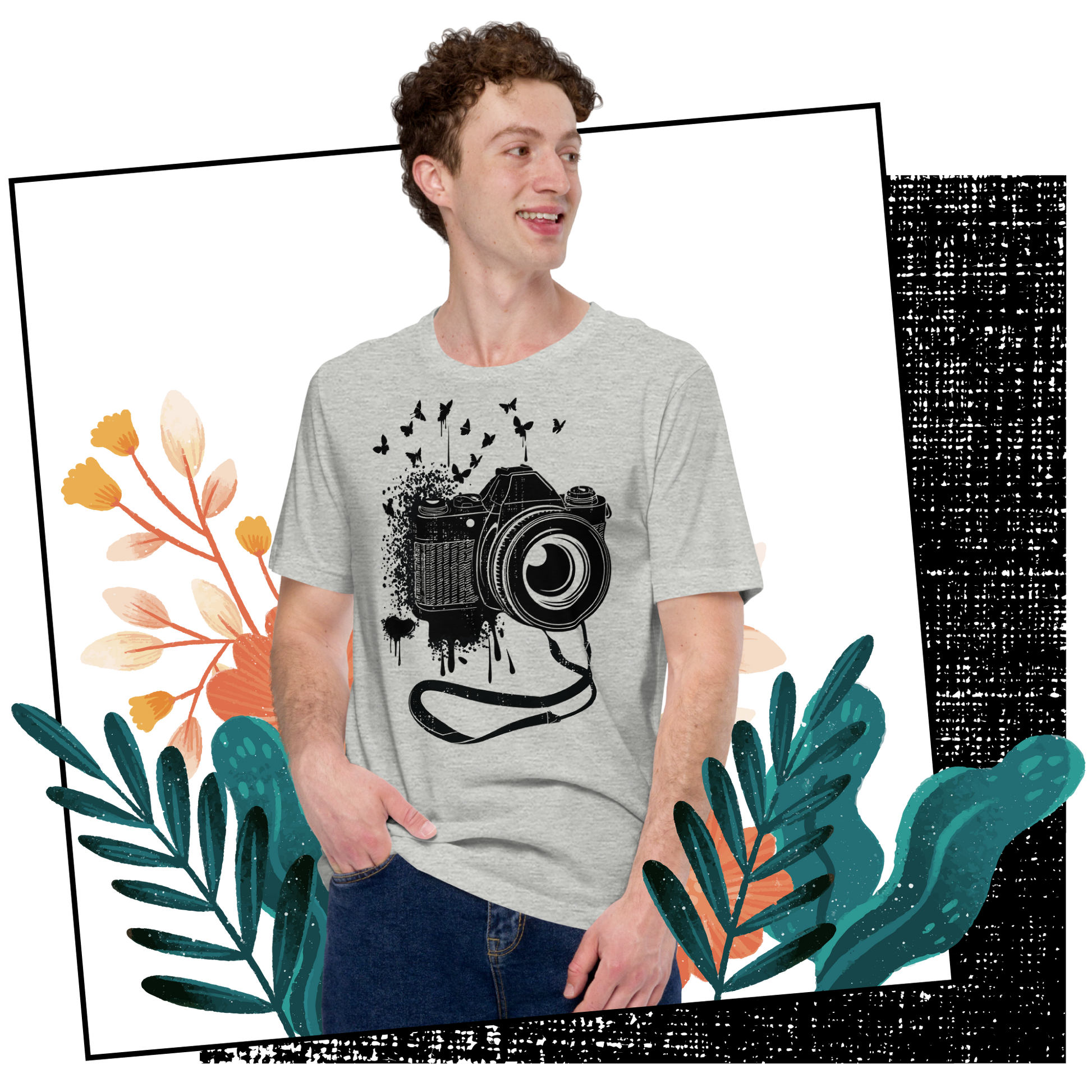 Retro Unisex T-Shirt - Vintage Camera and Butterflies Lifestyle 03