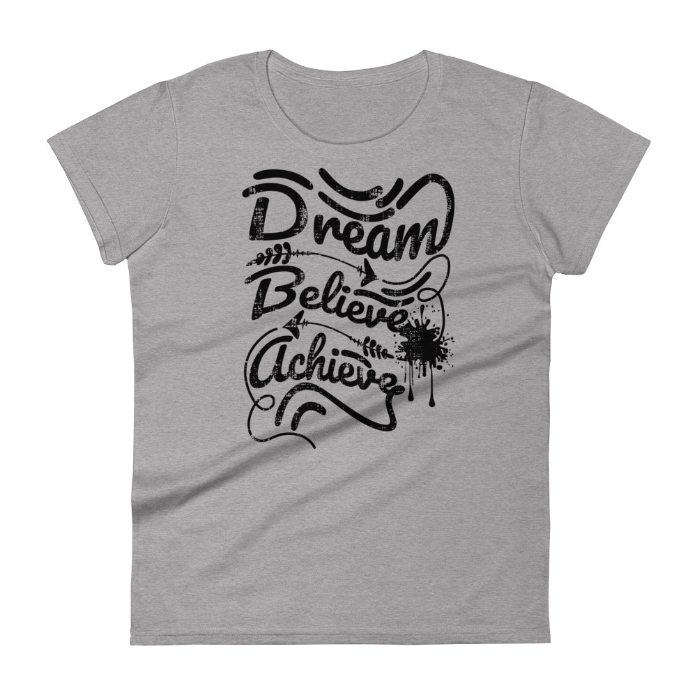 Retro Women's T-Shirt - Dream Believe Achieve Heather Grey