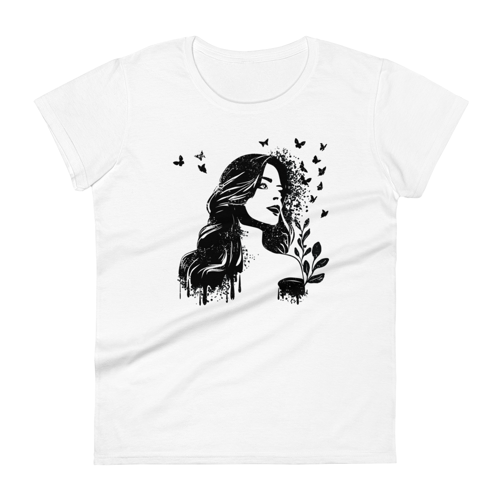 Retro Women's T-Shirt - Dreamy Girl in Monochrome Style White