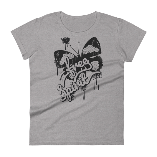 Retro Women’s T-Shirt - Free Spirit Typography Design Heather Grey