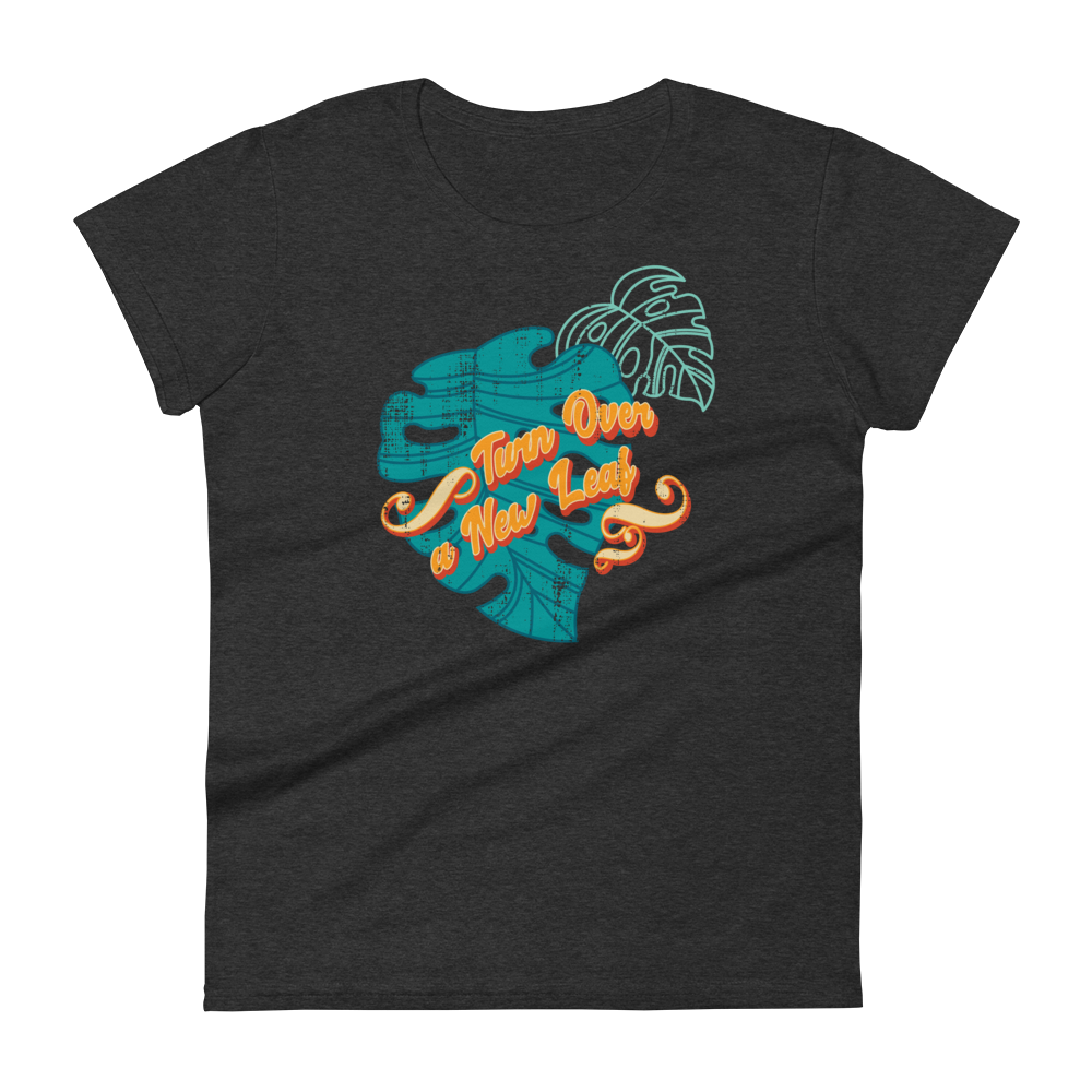 Retro Women’s T-Shirt - Turn Over a New Leaf Heather Dark Grey